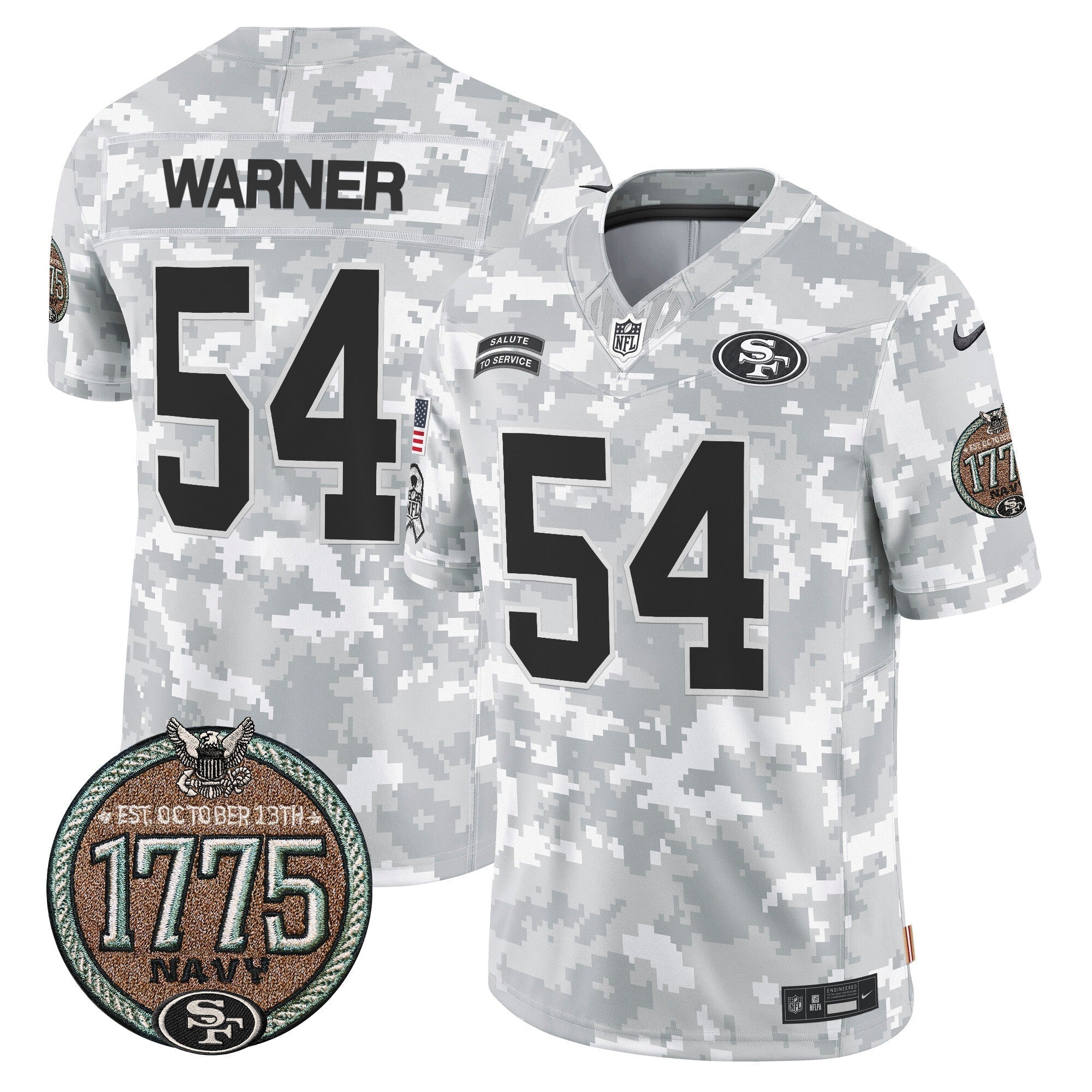 49ers 2024 Salute to Service Establishment Year Patch Vapor Limited Jersey - All Stitched