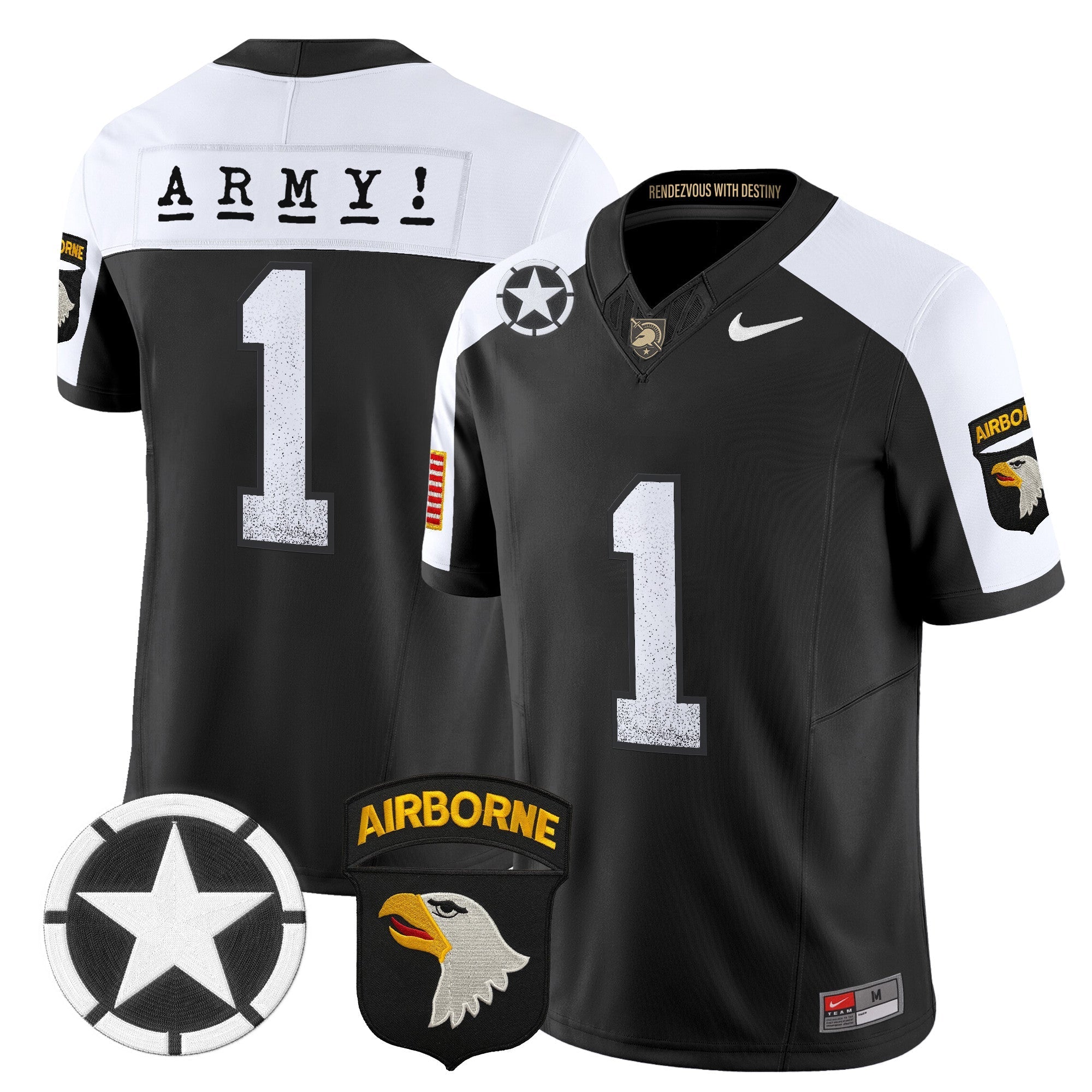Army Black Knights 101st Airborne Division Patch 2024 Vapor Limited Jersey - All Stitched