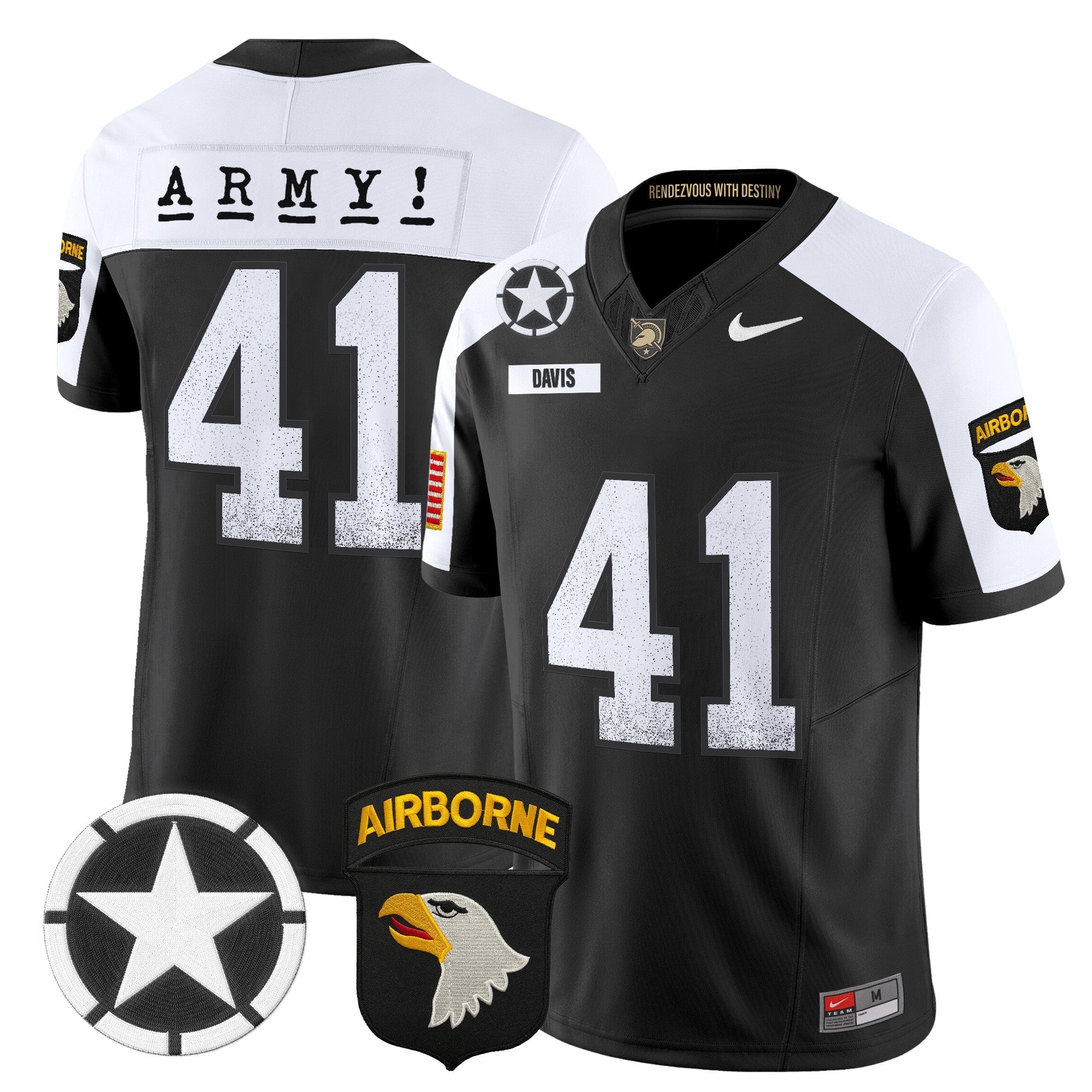 Army Black Knights 101st Airborne Division Patch 2024 Vapor Limited Jersey - All Stitched