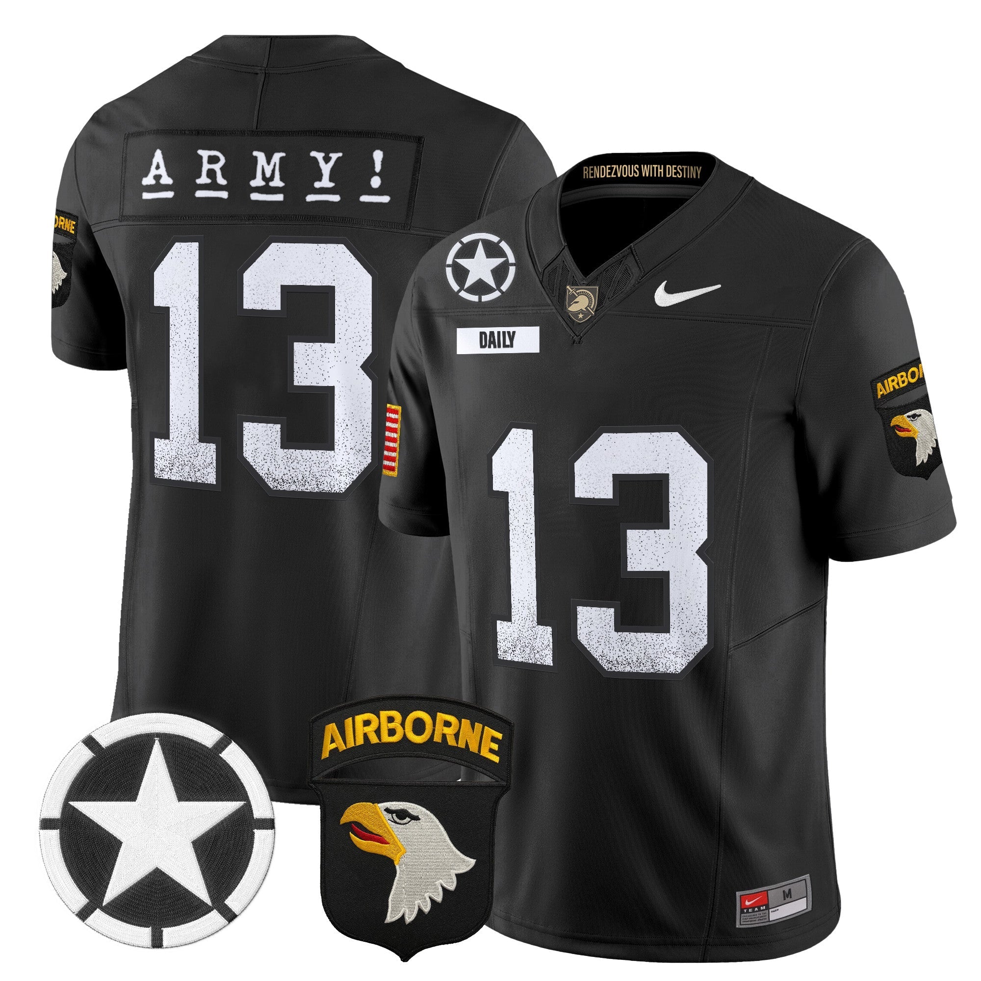 Army Black Knights 101st Airborne Division Patch 2024 Vapor Limited Jersey - All Stitched