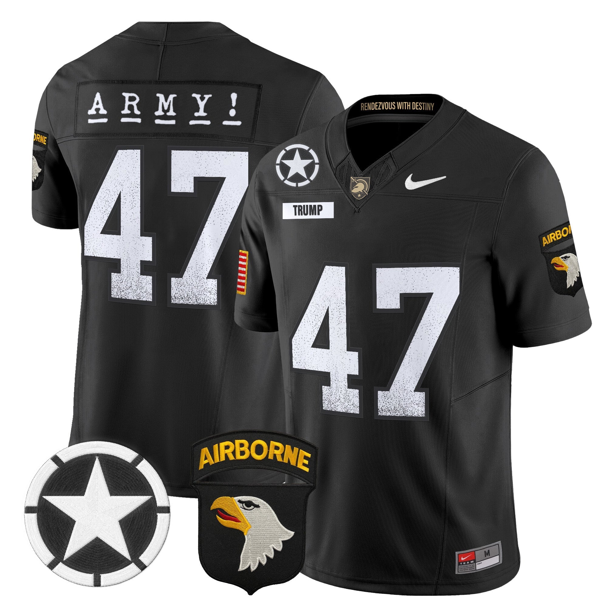 Army Black Knights 101st Airborne Division Patch 2024 Vapor Limited Jersey - All Stitched