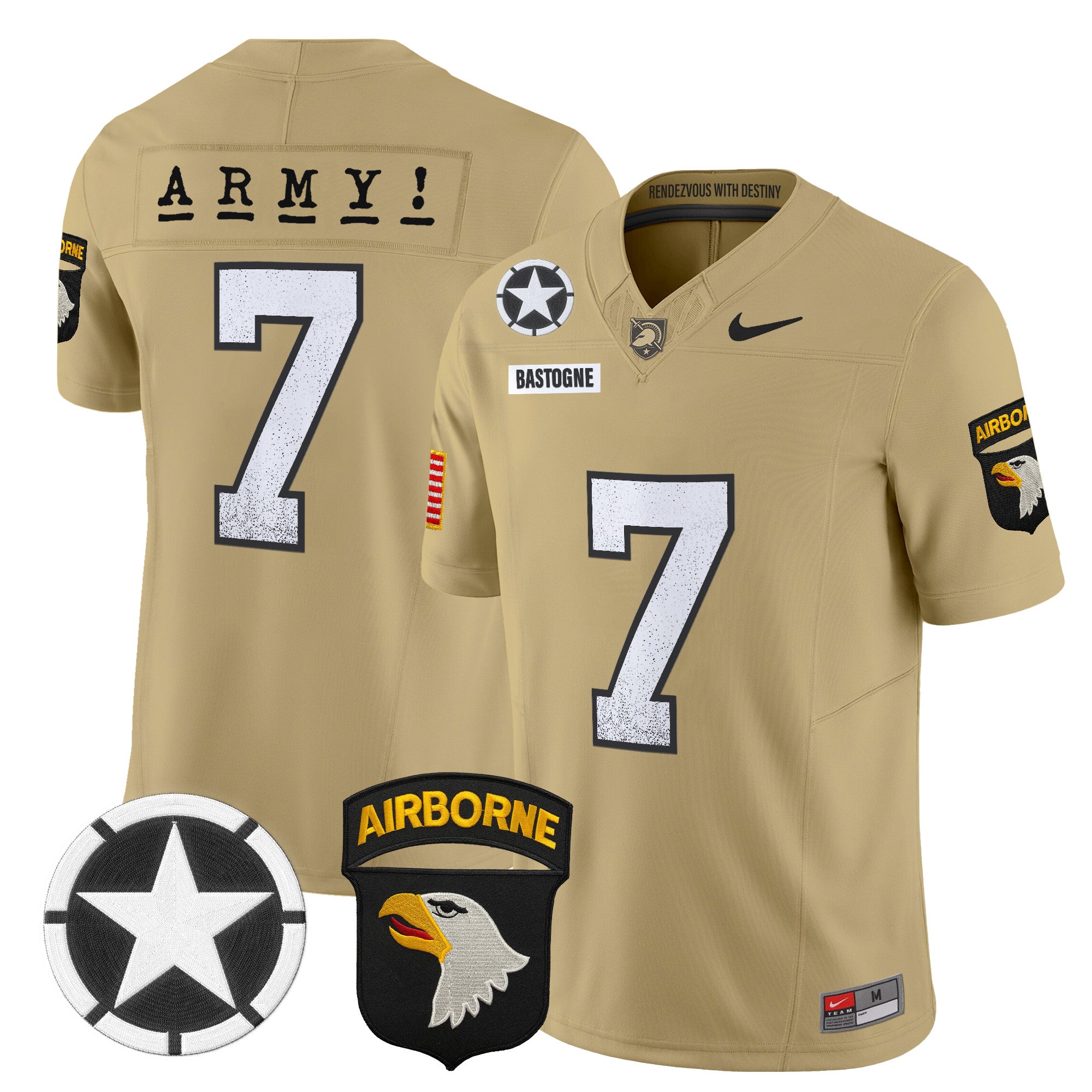 Army Black Knights 101st Airborne Division Patch 2024 Vapor Limited Jersey - All Stitched