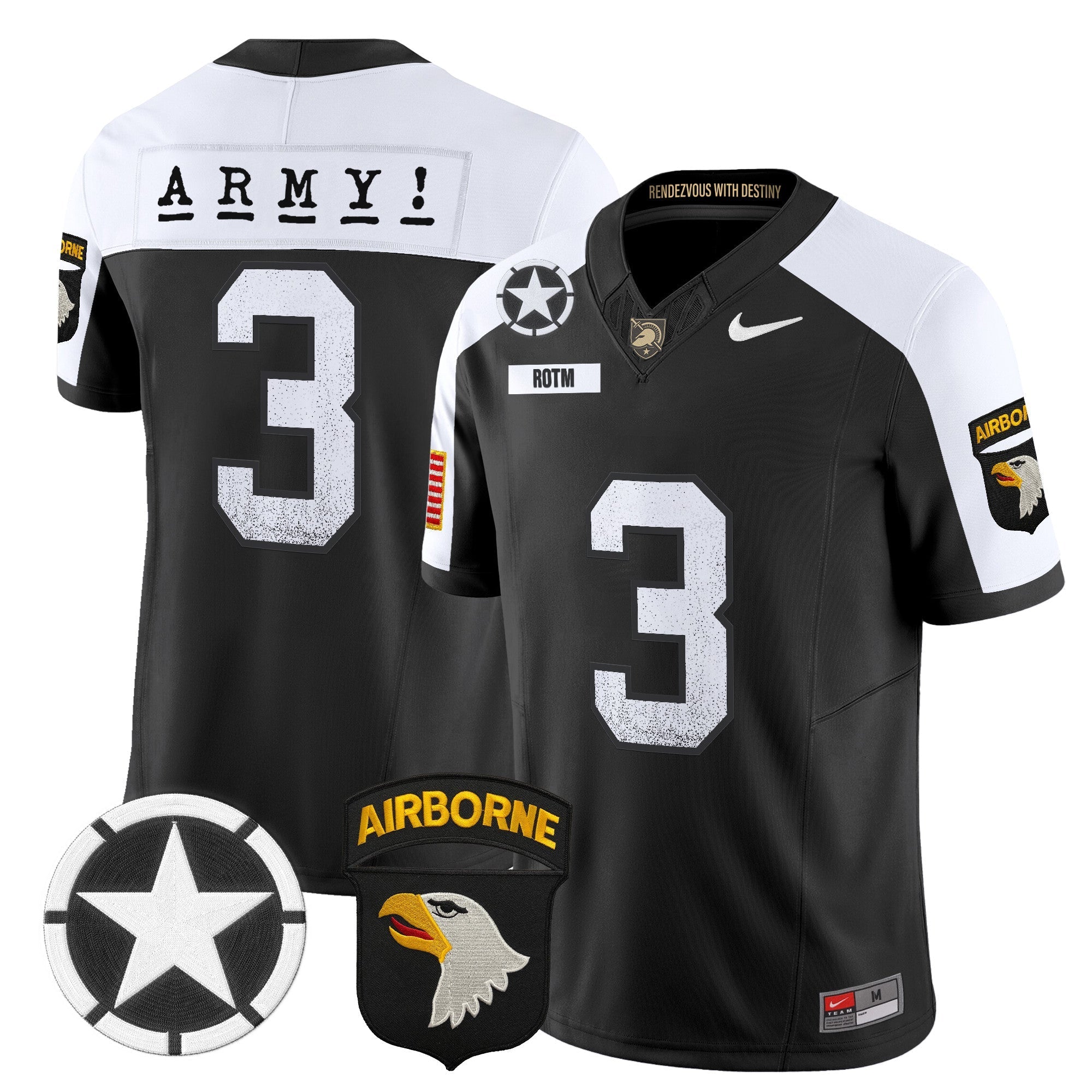 Army Black Knights 101st Airborne Division Patch 2024 Vapor Limited Jersey - All Stitched