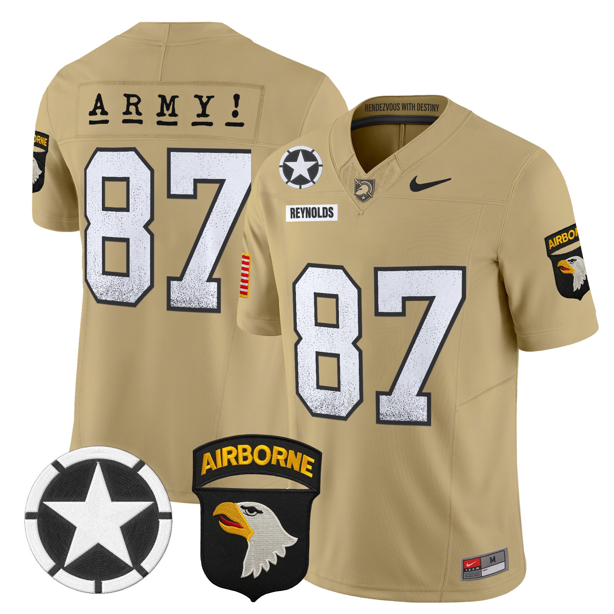 Army Black Knights 101st Airborne Division Patch 2024 Vapor Limited Jersey - All Stitched