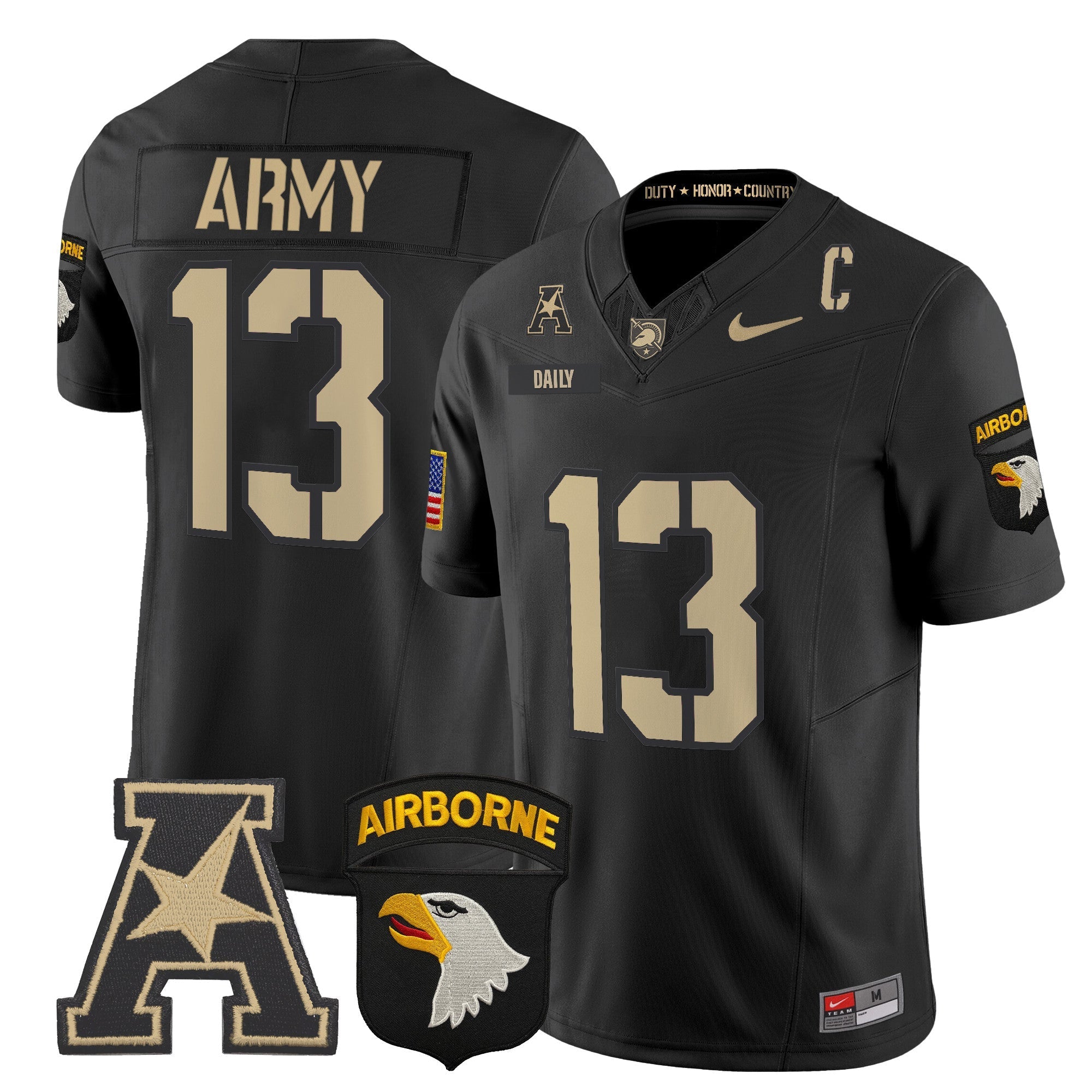 Army Black Knights 101st Airborne Division Patch 2024 Vapor Limited Jersey V2 - All Stitched