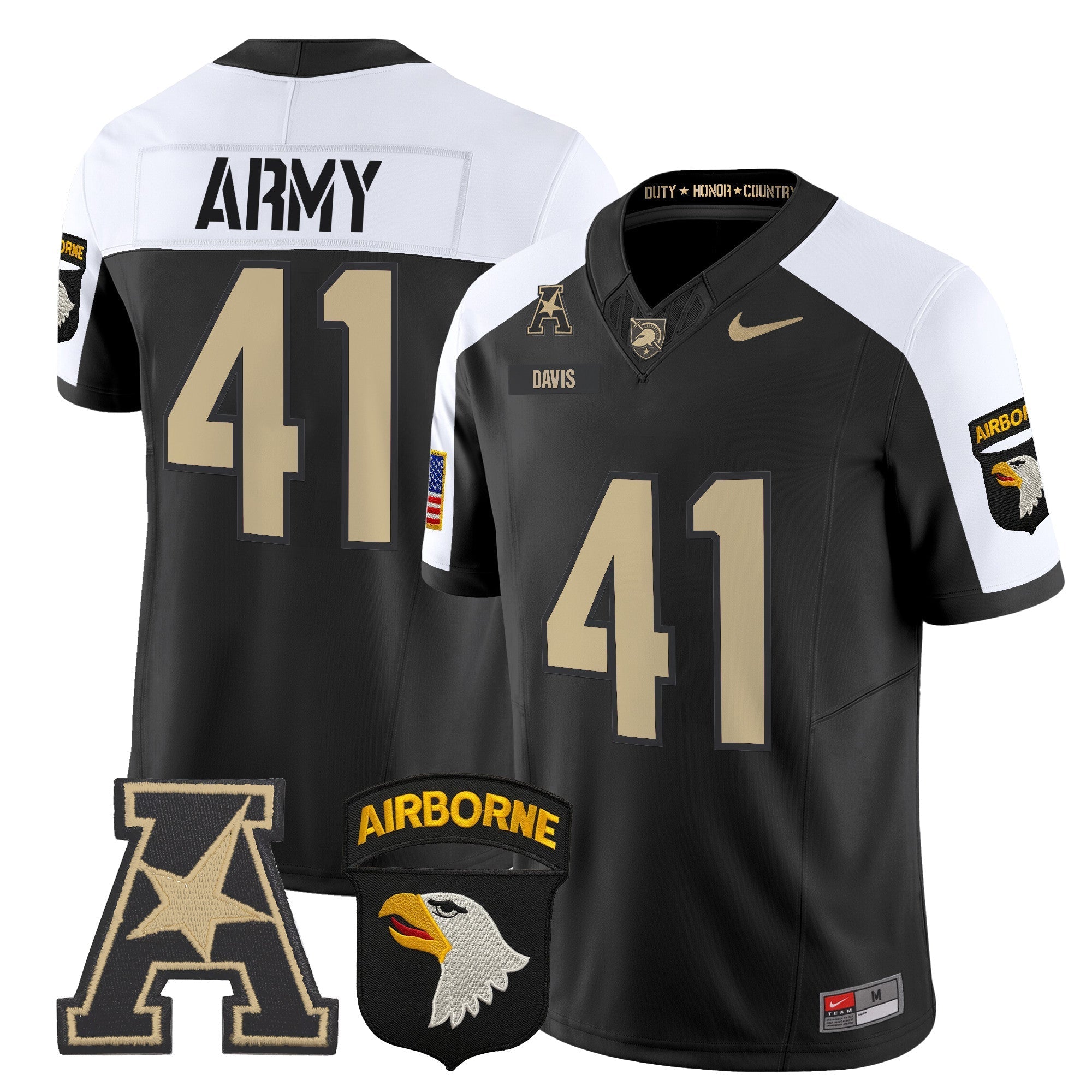 Army Black Knights 101st Airborne Division Patch 2024 Vapor Limited Jersey V2 - All Stitched