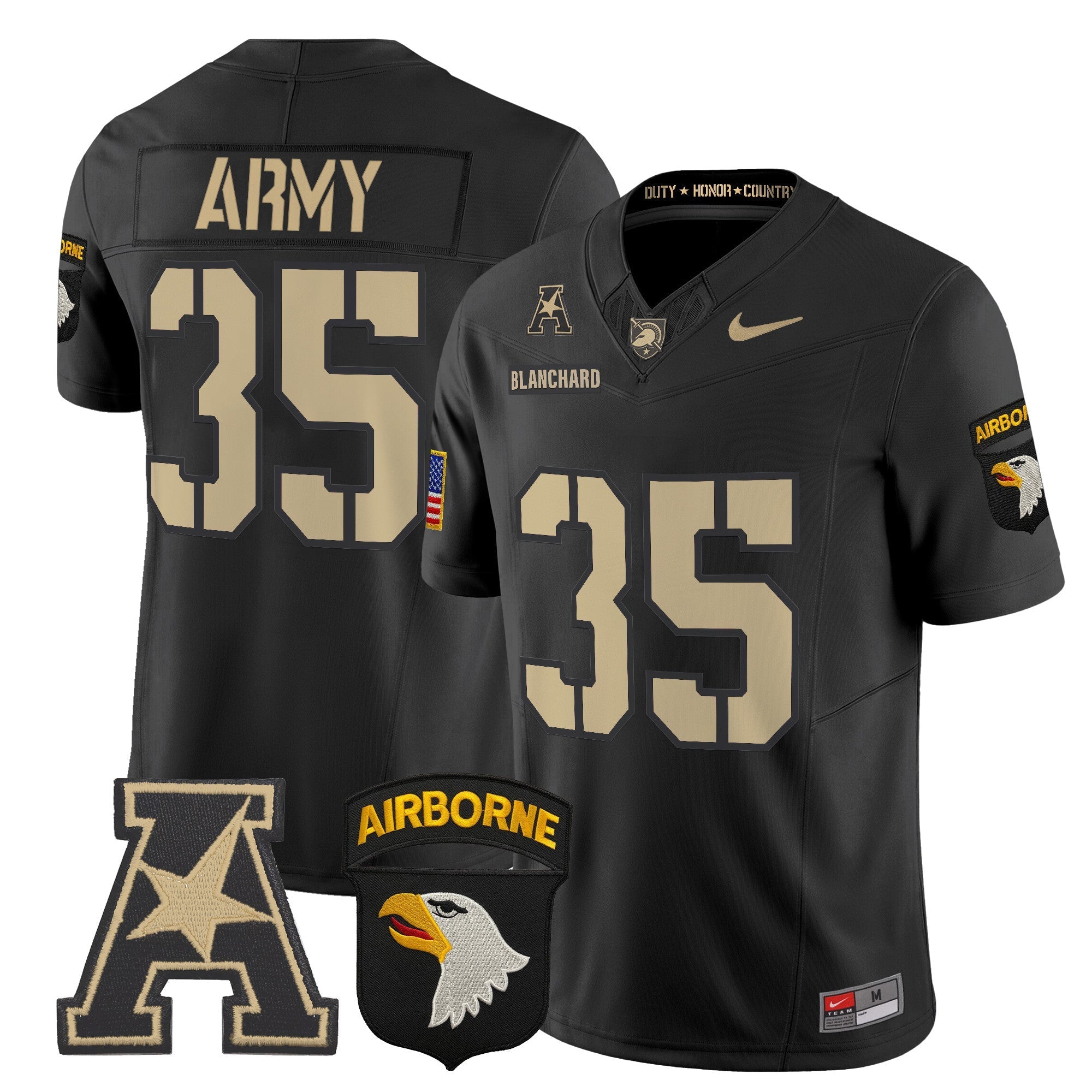 Army Black Knights 101st Airborne Division Patch 2024 Vapor Limited Jersey V2 - All Stitched