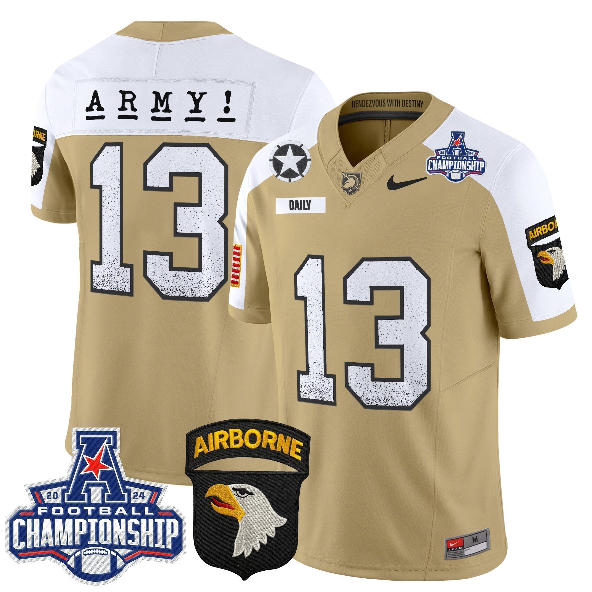 Army Black Knights 2024 AAC Championship Patch Vapor Limited Jersey - All Stitched