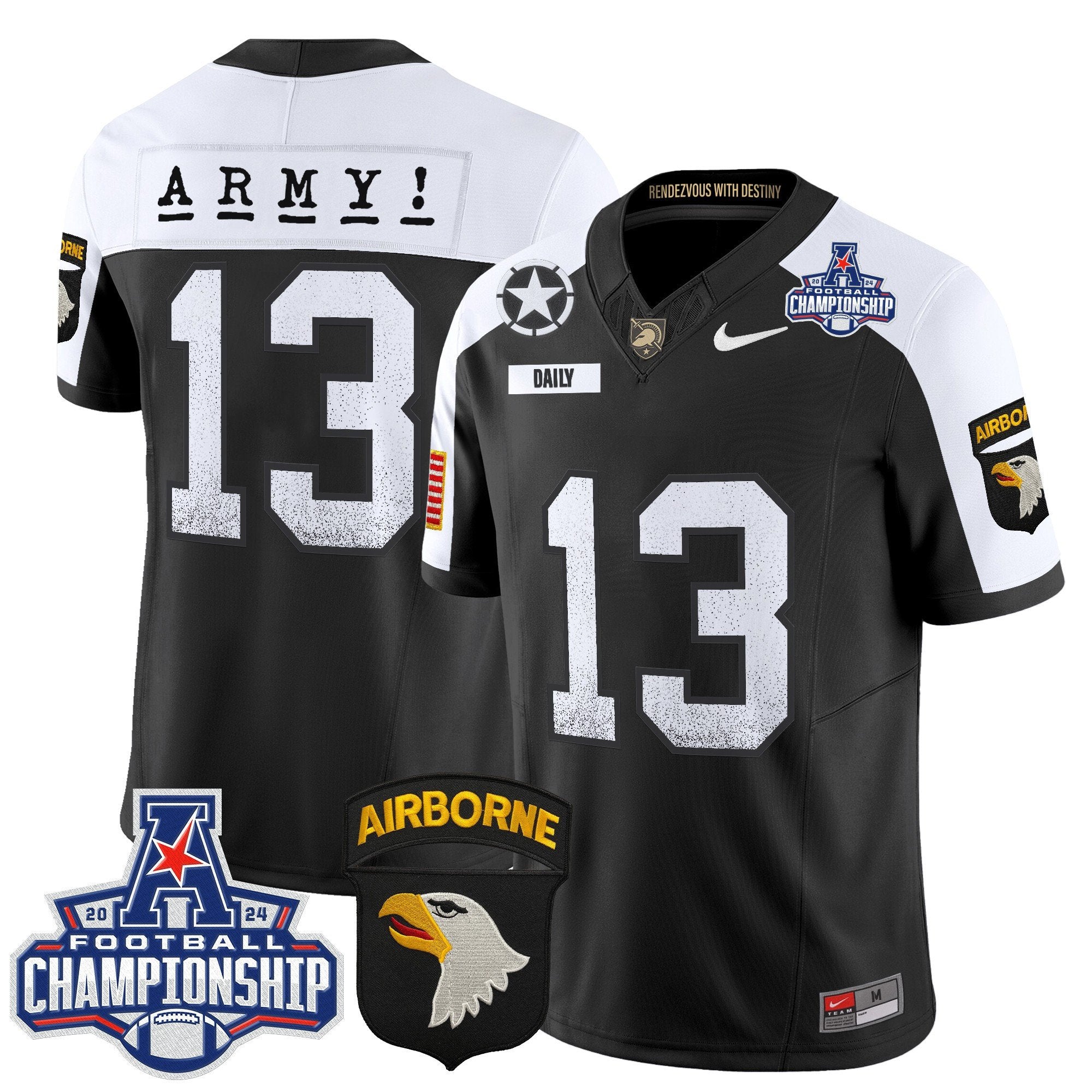 Army Black Knights 2024 AAC Championship Patch Vapor Limited Jersey - All Stitched