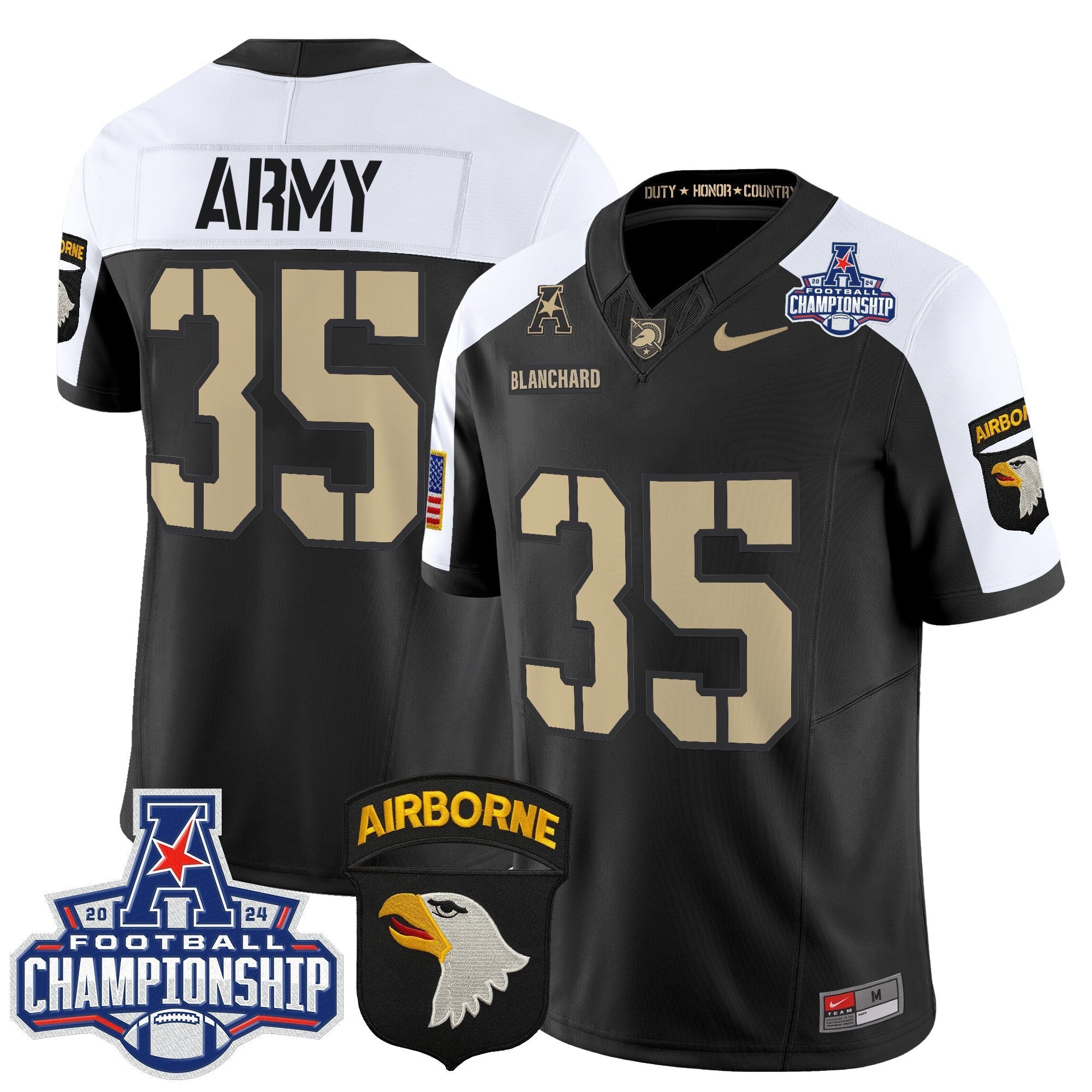 Army Black Knights 2024 AAC Championship Patch Vapor Limited Jersey V2 - All Stitched