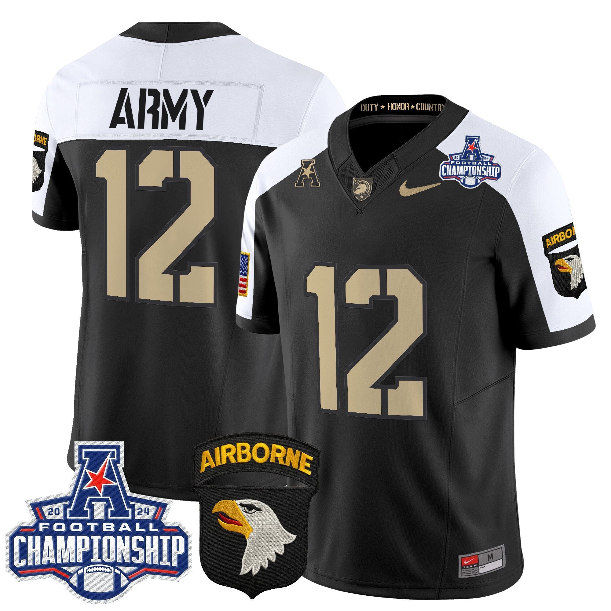 Army Black Knights 2024 AAC Championship Patch Vapor Limited Jersey V2 - All Stitched