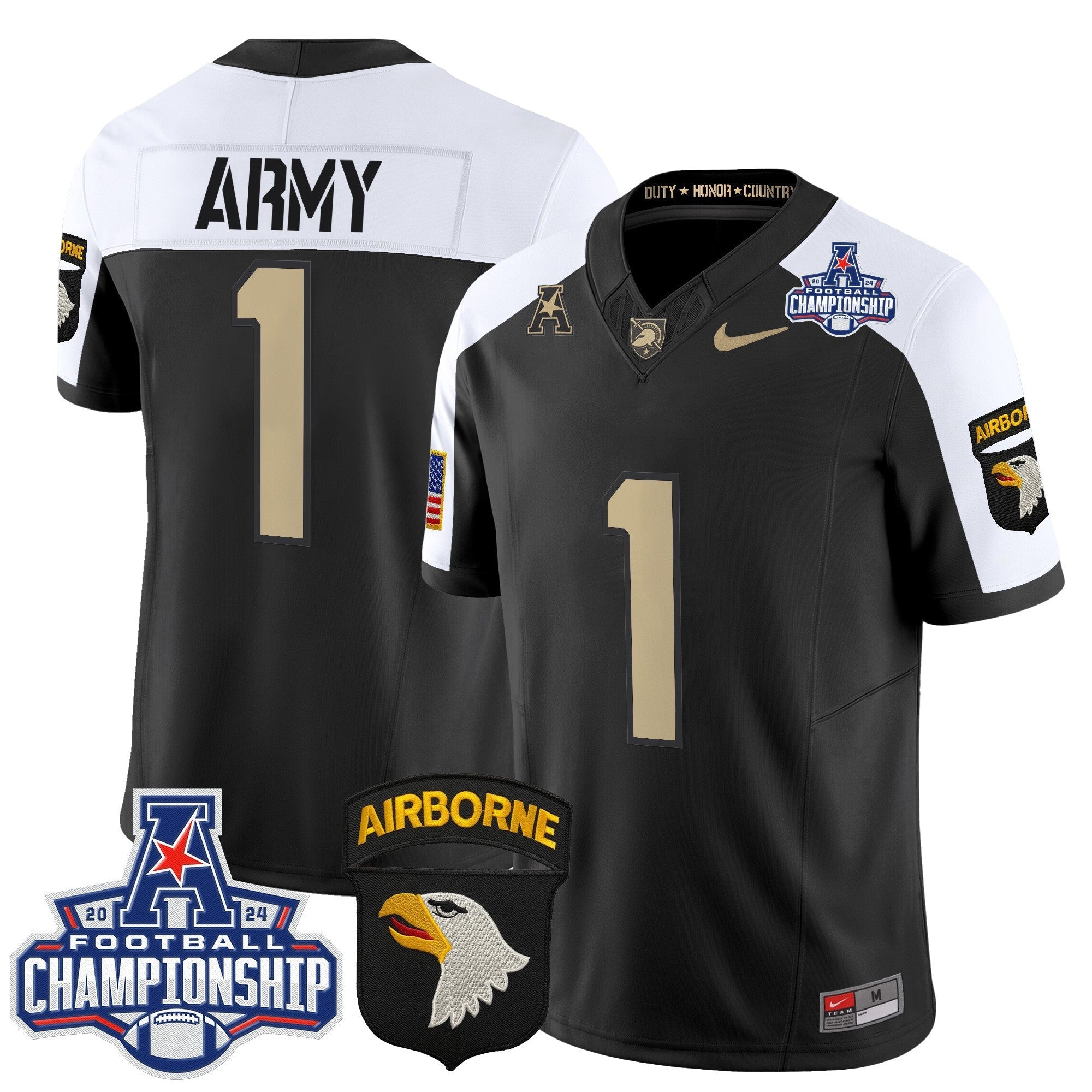 Army Black Knights 2024 AAC Championship Patch Vapor Limited Jersey V2 - All Stitched