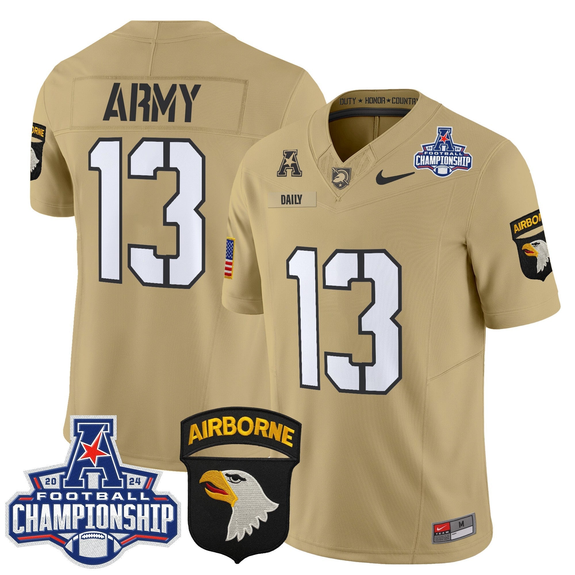 Army Black Knights 2024 AAC Championship Patch Vapor Limited Jersey V2 - All Stitched