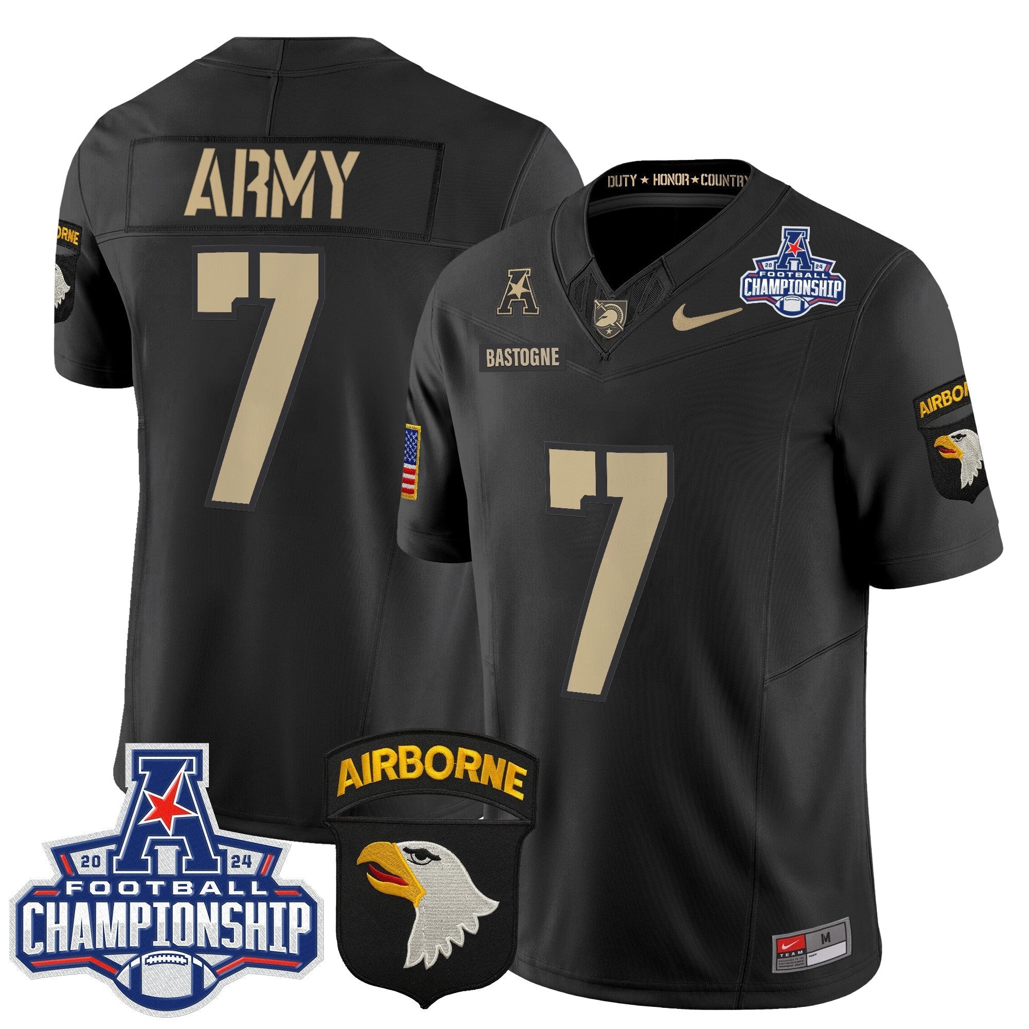 Army Black Knights 2024 AAC Championship Patch Vapor Limited Jersey V2 - All Stitched