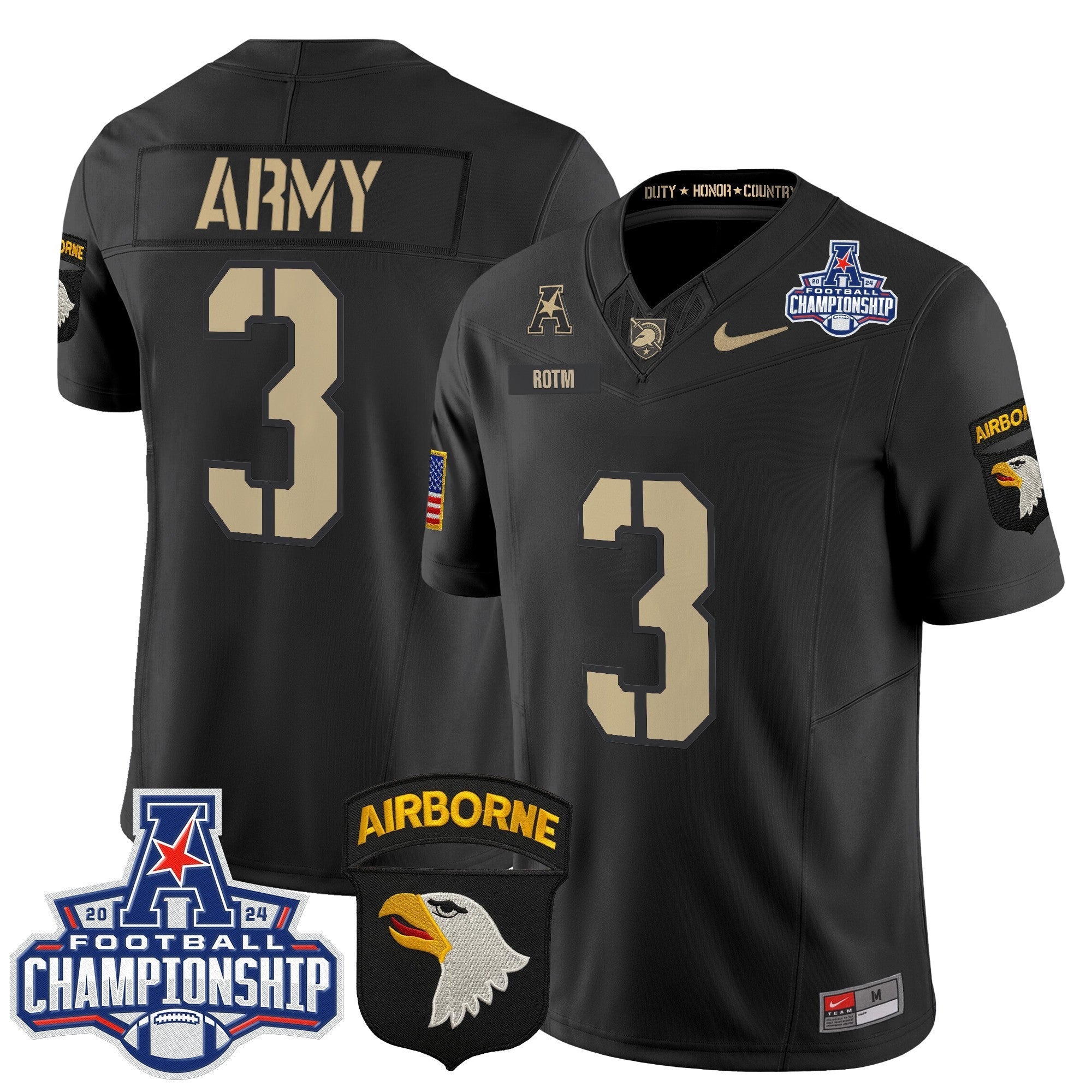Army Black Knights 2024 AAC Championship Patch Vapor Limited Jersey V2 - All Stitched