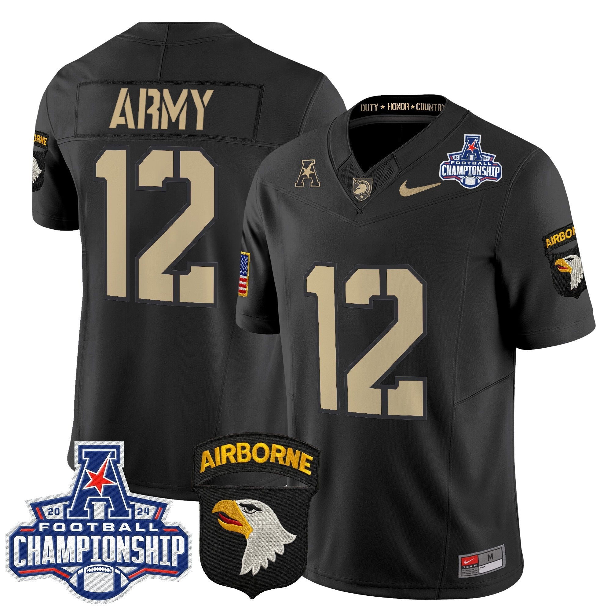 Army Black Knights 2024 AAC Championship Patch Vapor Limited Jersey V2 - All Stitched