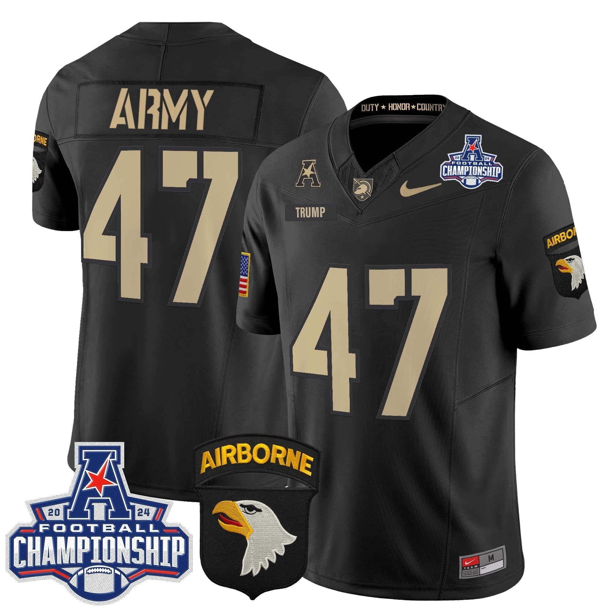 Army Black Knights 2024 AAC Championship Patch Vapor Limited Jersey V2 - All Stitched