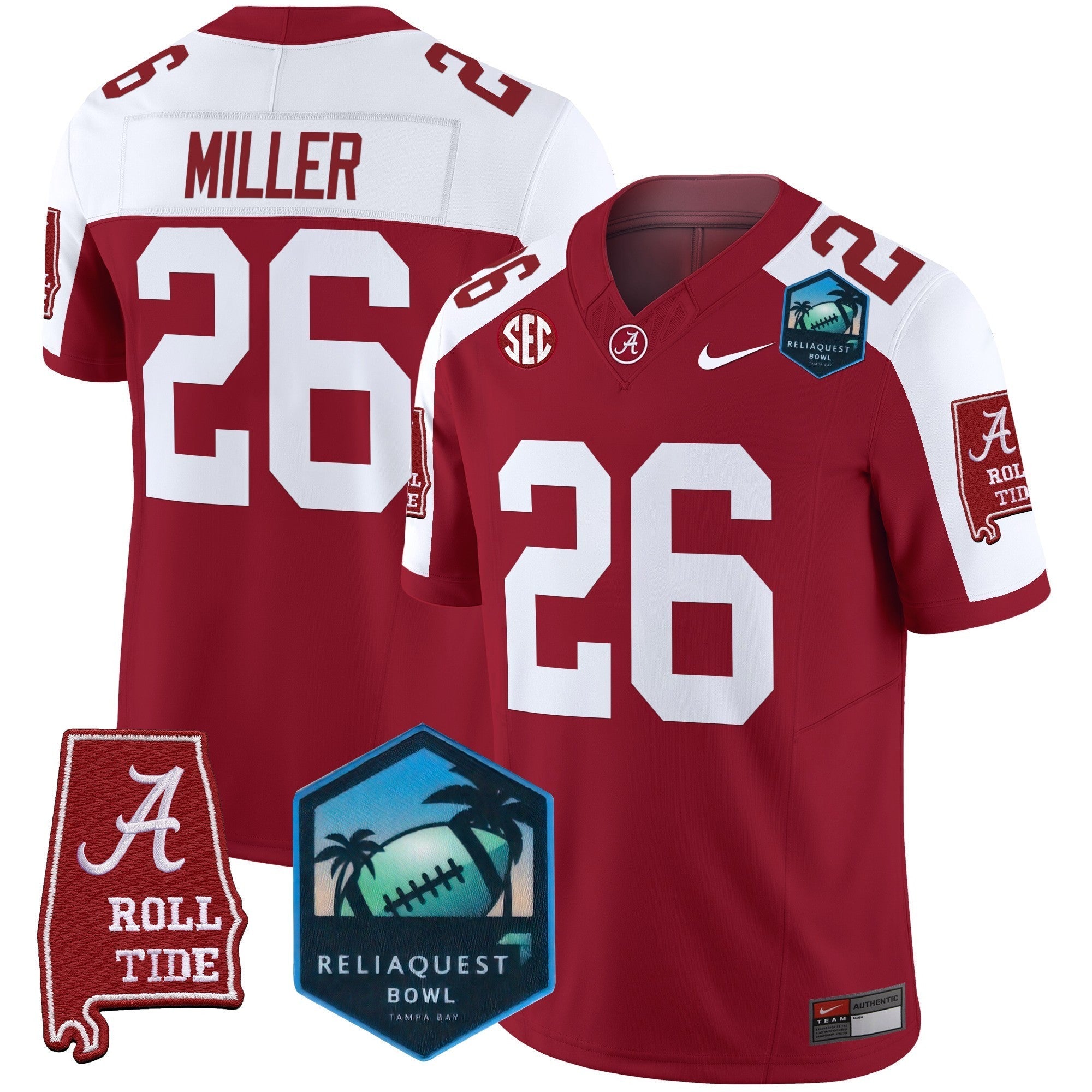 BAMA 2025 ReliaQuest Bowl Patch Vapor Limited Jersey - All Stitched