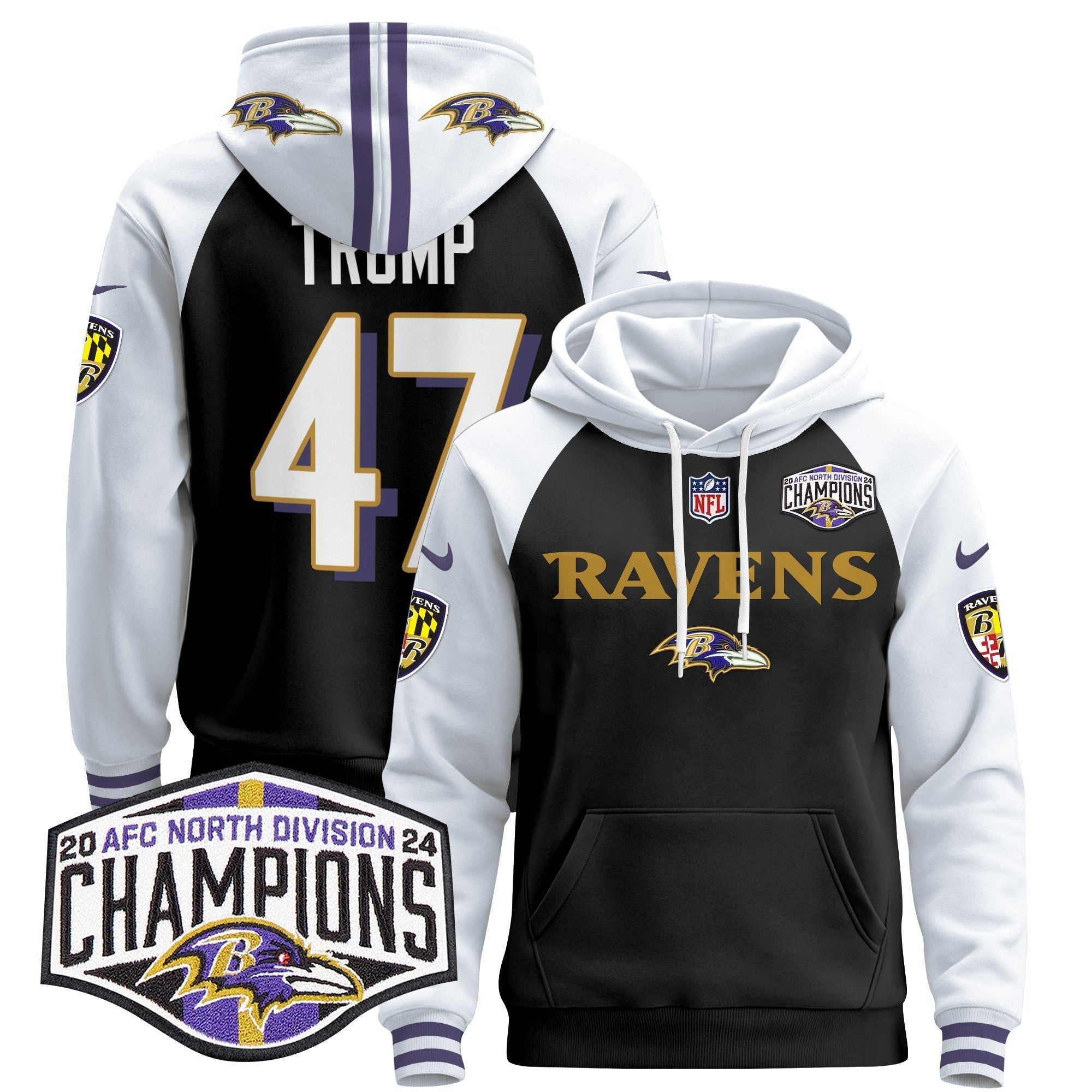 BAL 2024 AFC North Division Champions Patch Pullover Hoodie - All Stitched