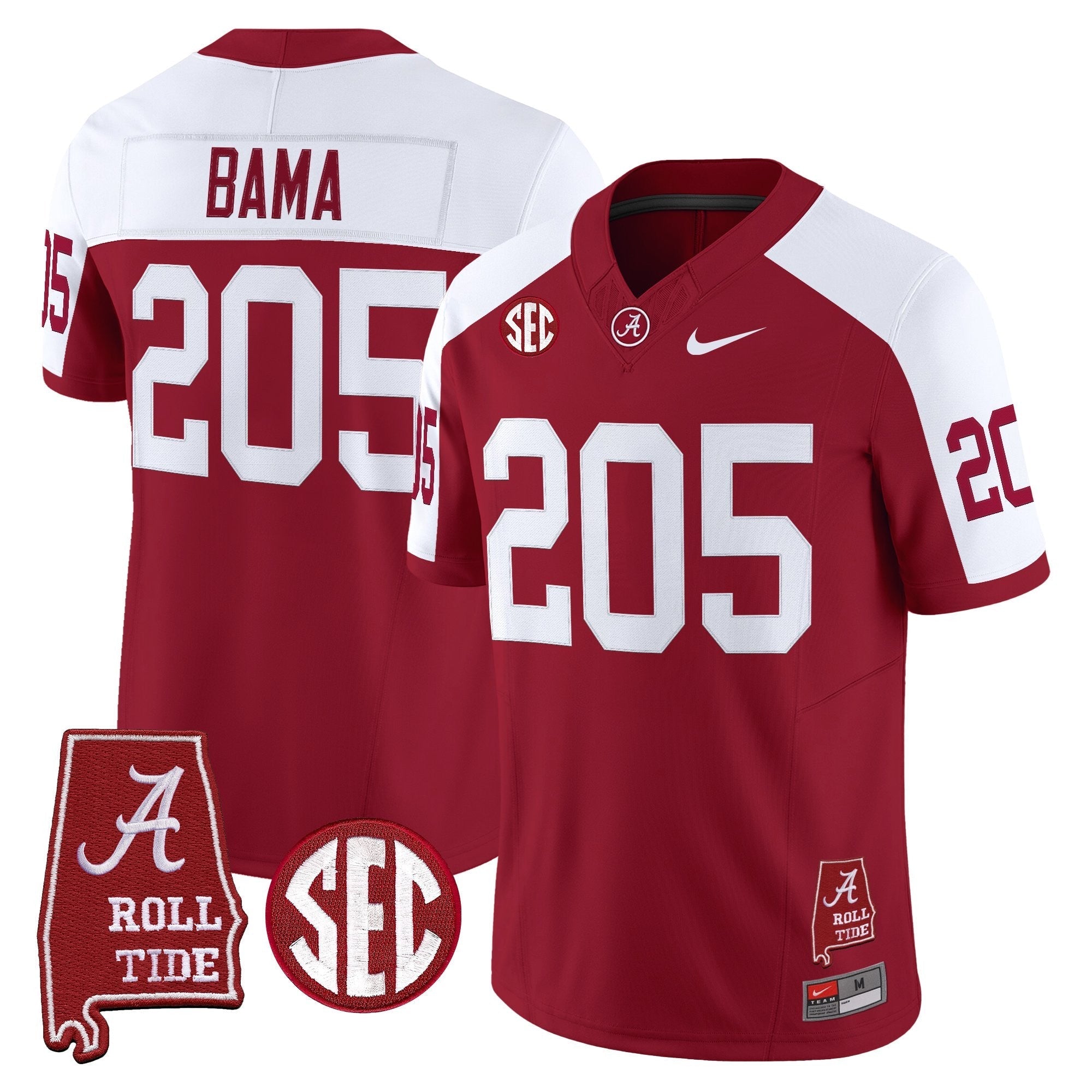 BAMA Throwback Vapor Limited Jersey - Alabama Map - All Stitched