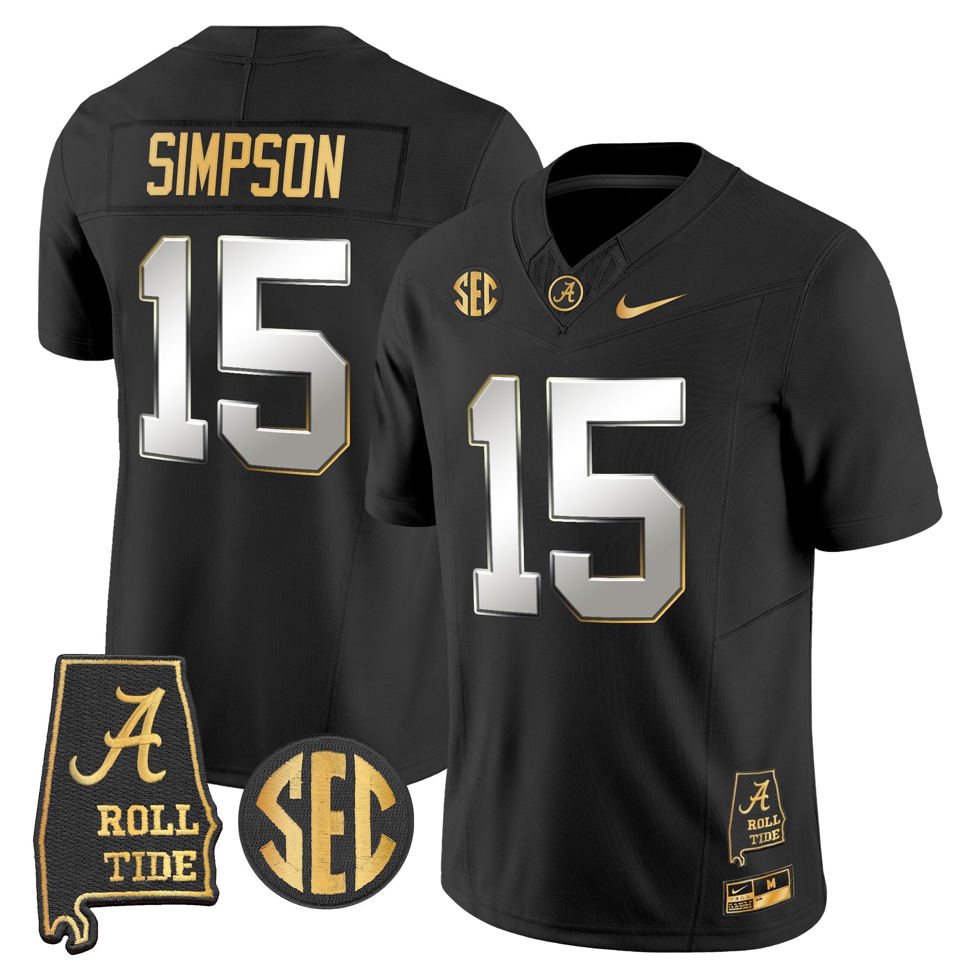 BAMA 2025 Gold Vapor Limited Jersey - Alabama Map - All Stitched