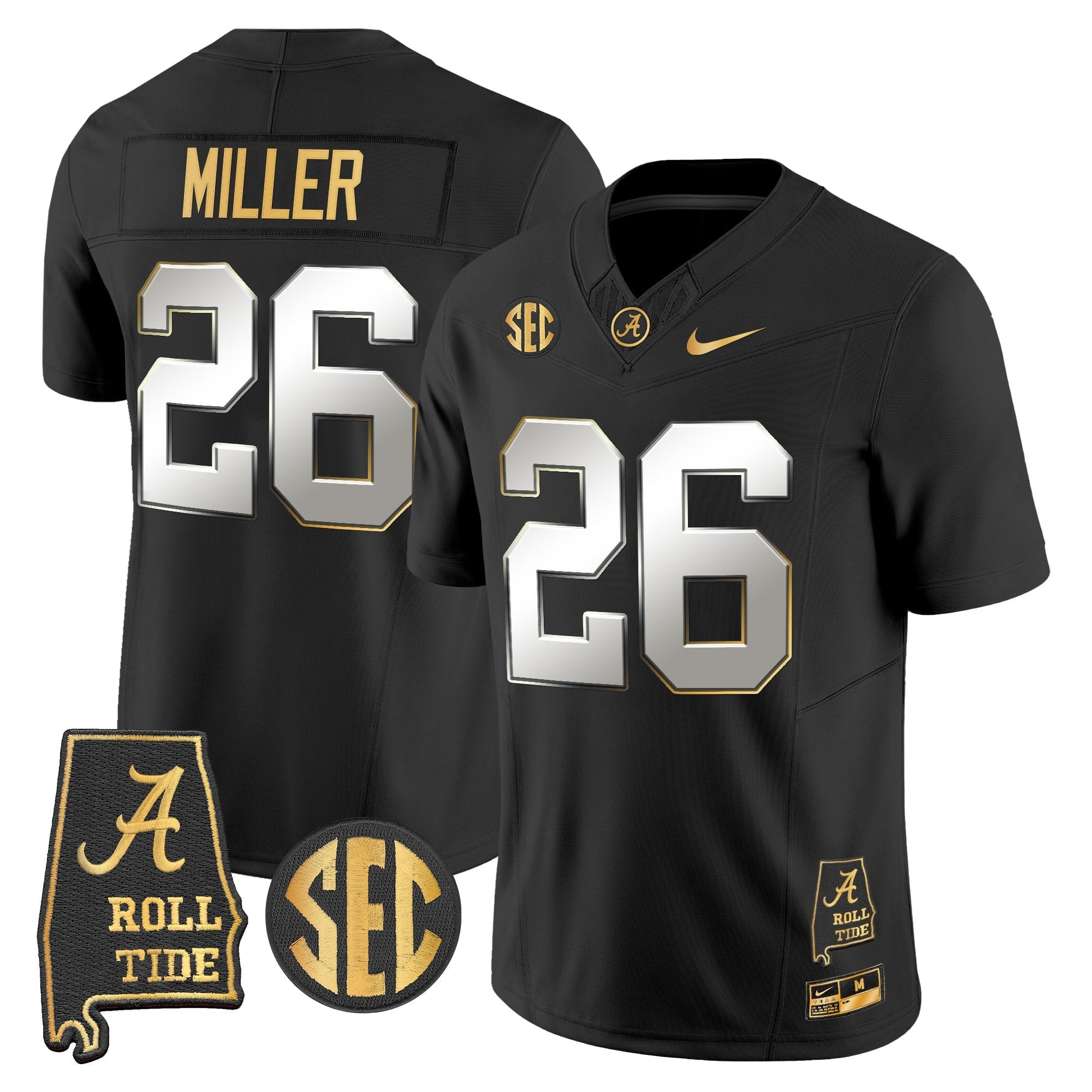 BAMA 2025 Gold Vapor Limited Jersey - Alabama Map - All Stitched