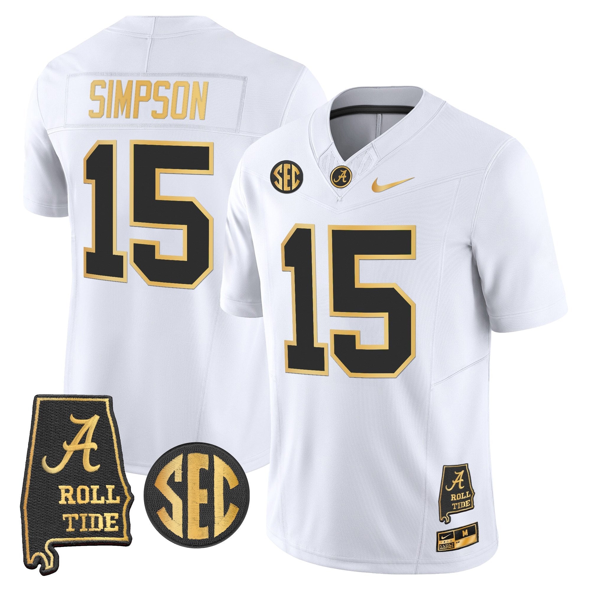 BAMA 2025 Gold Vapor Limited Jersey - Alabama Map - All Stitched