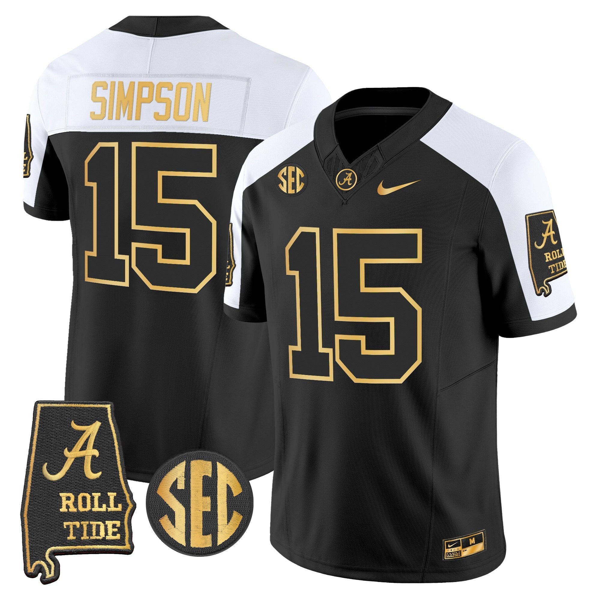 BAMA 2025 Gold Vapor Limited Jersey - Alabama Map - All Stitched