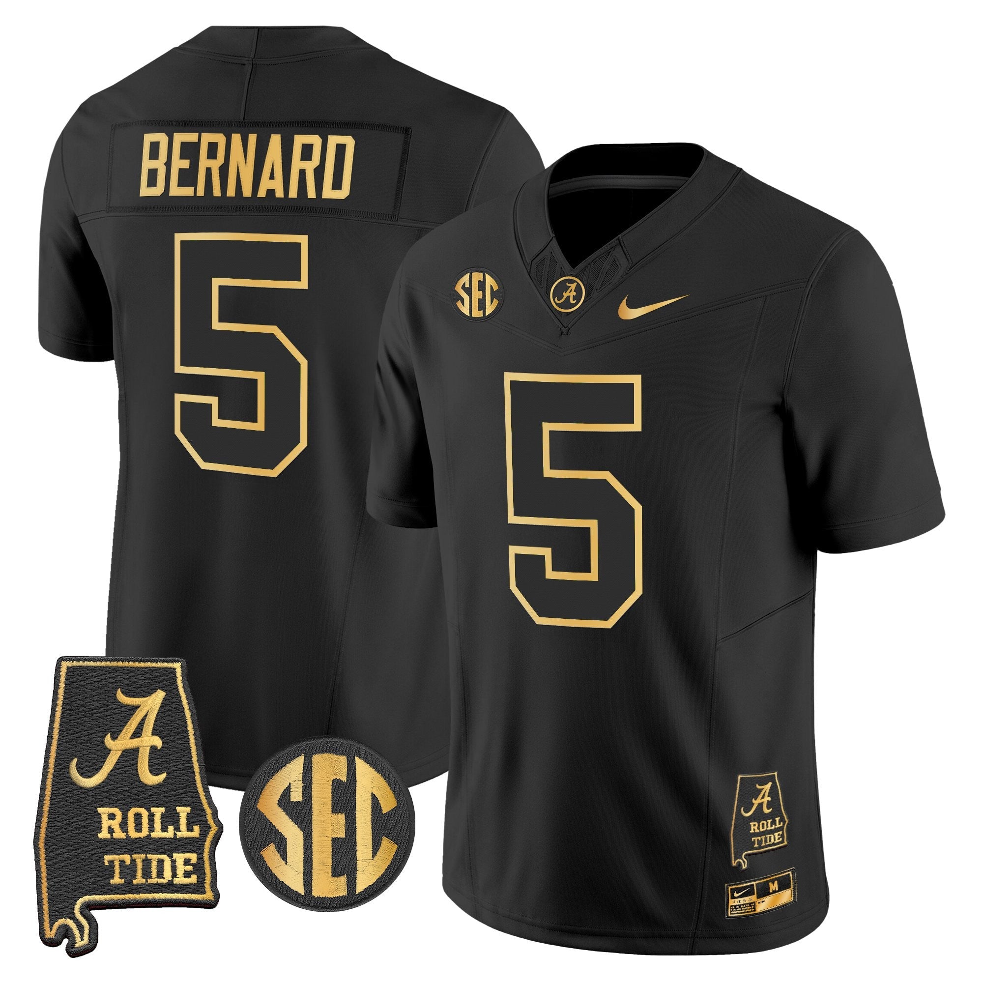 BAMA 2025 Gold Vapor Limited Jersey - Alabama Map - All Stitched