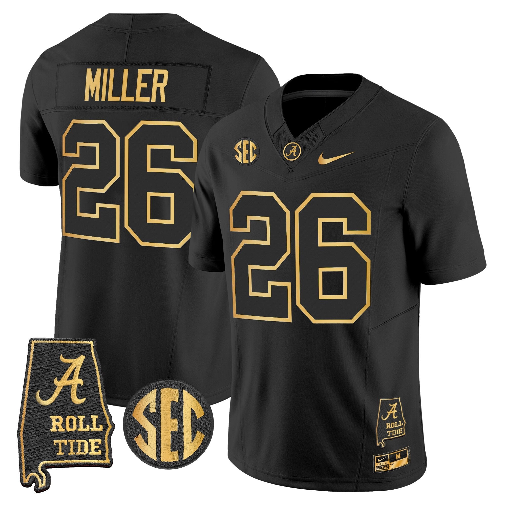 BAMA 2025 Gold Vapor Limited Jersey - Alabama Map - All Stitched