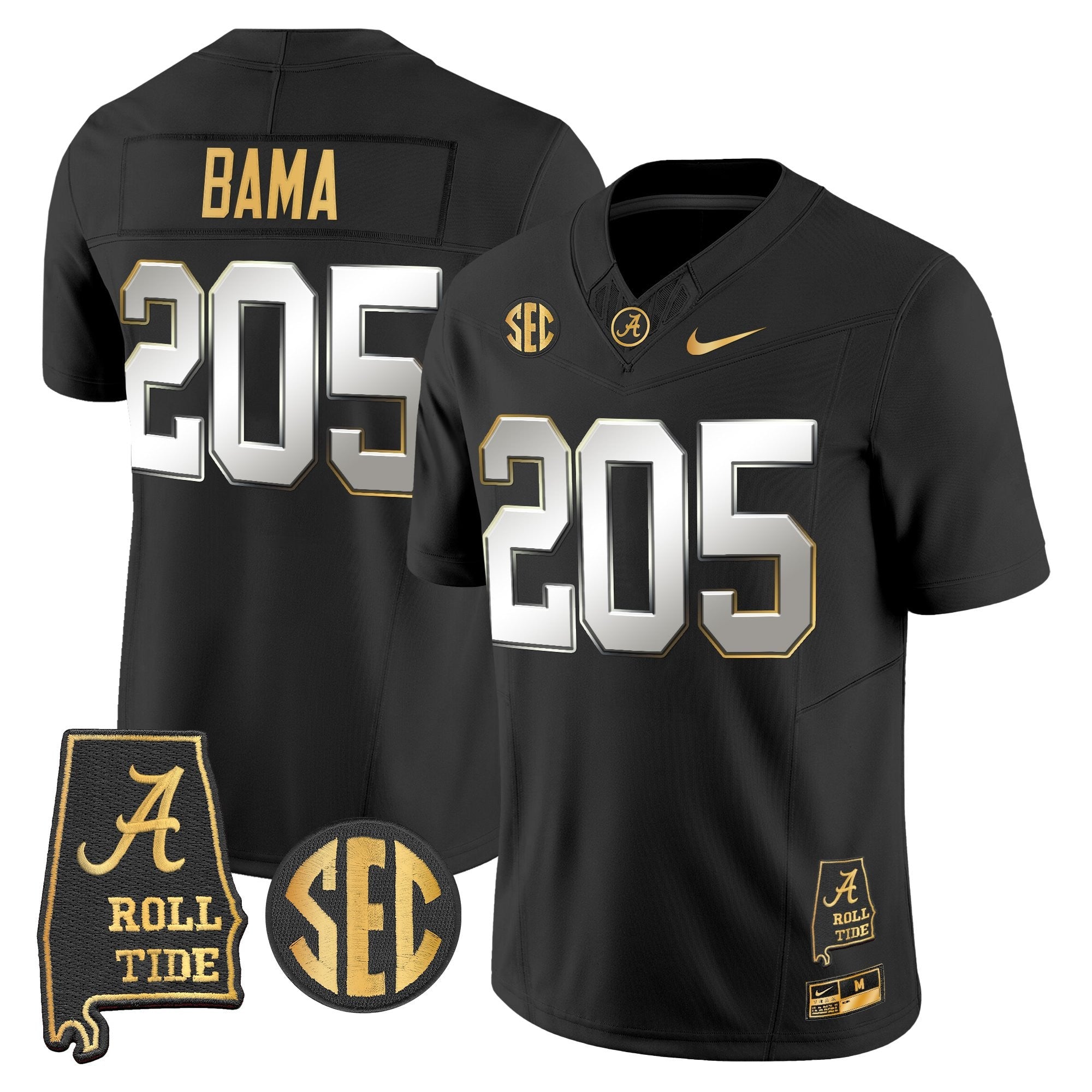 BAMA 2025 Gold Vapor Limited Jersey - Alabama Map - All Stitched