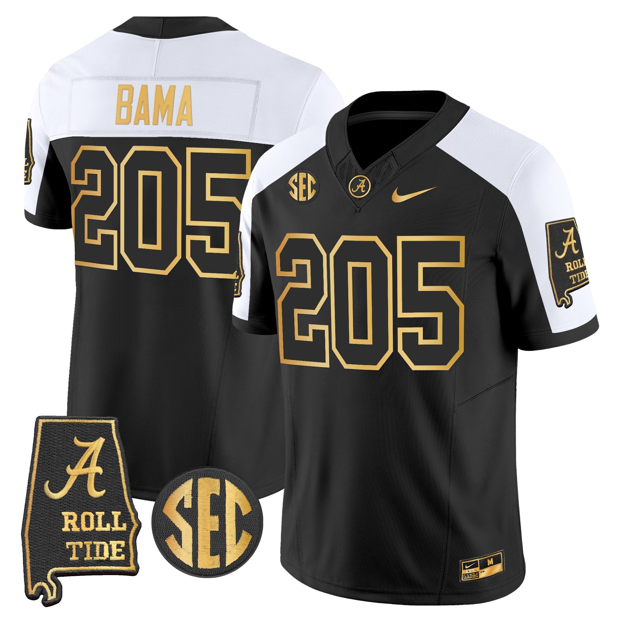 BAMA 2025 Gold Vapor Limited Jersey - Alabama Map - All Stitched