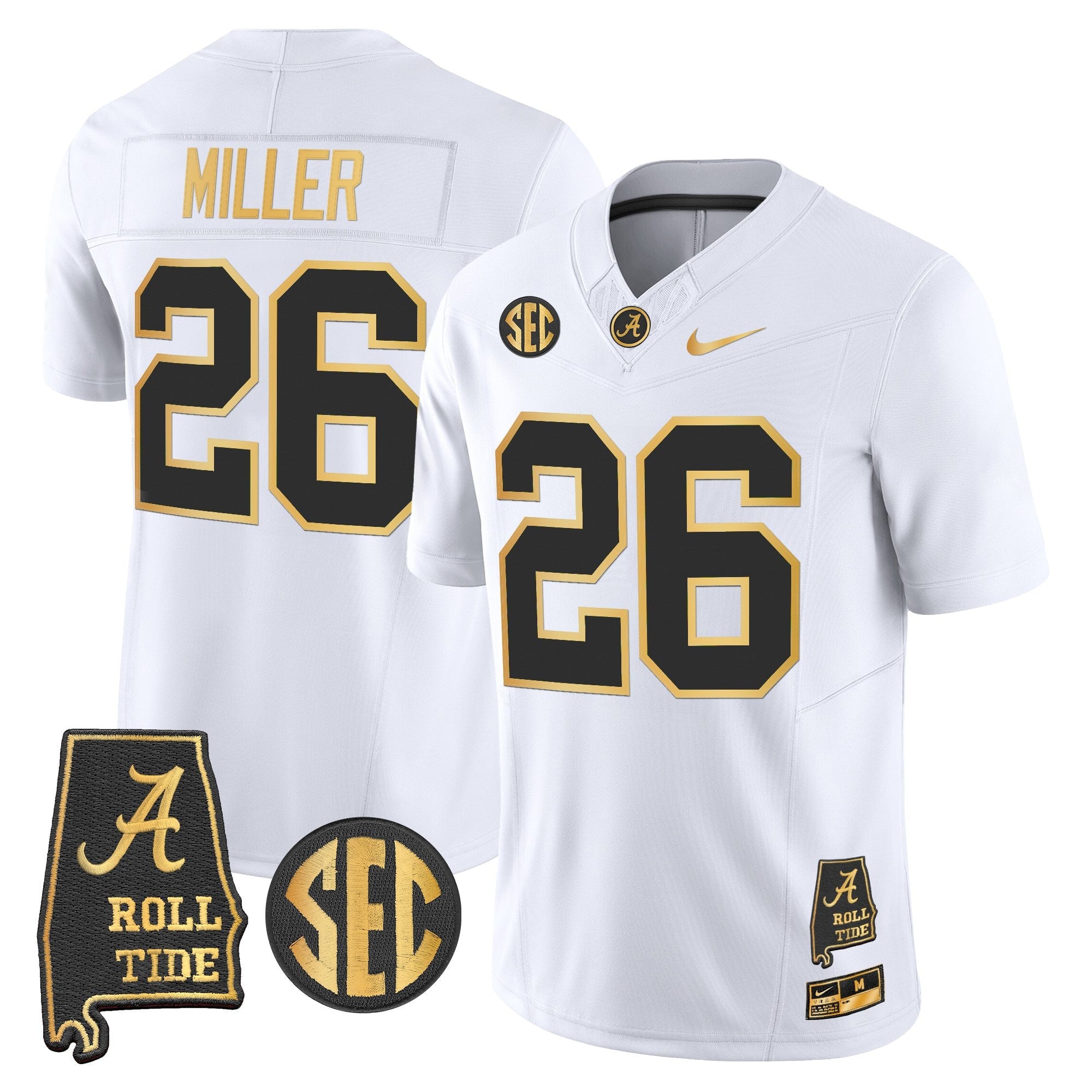 BAMA 2025 Gold Vapor Limited Jersey - Alabama Map - All Stitched