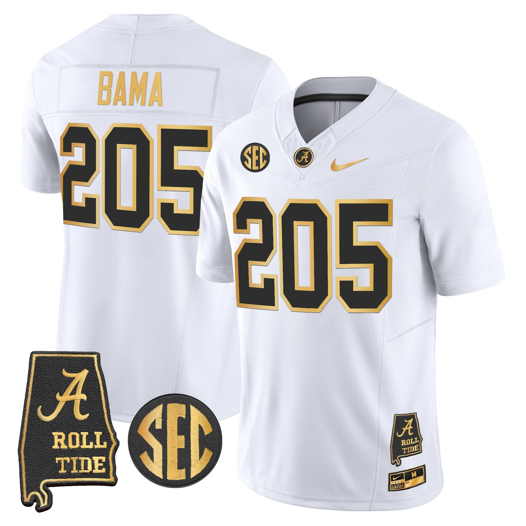 BAMA 2025 Gold Vapor Limited Jersey - Alabama Map - All Stitched