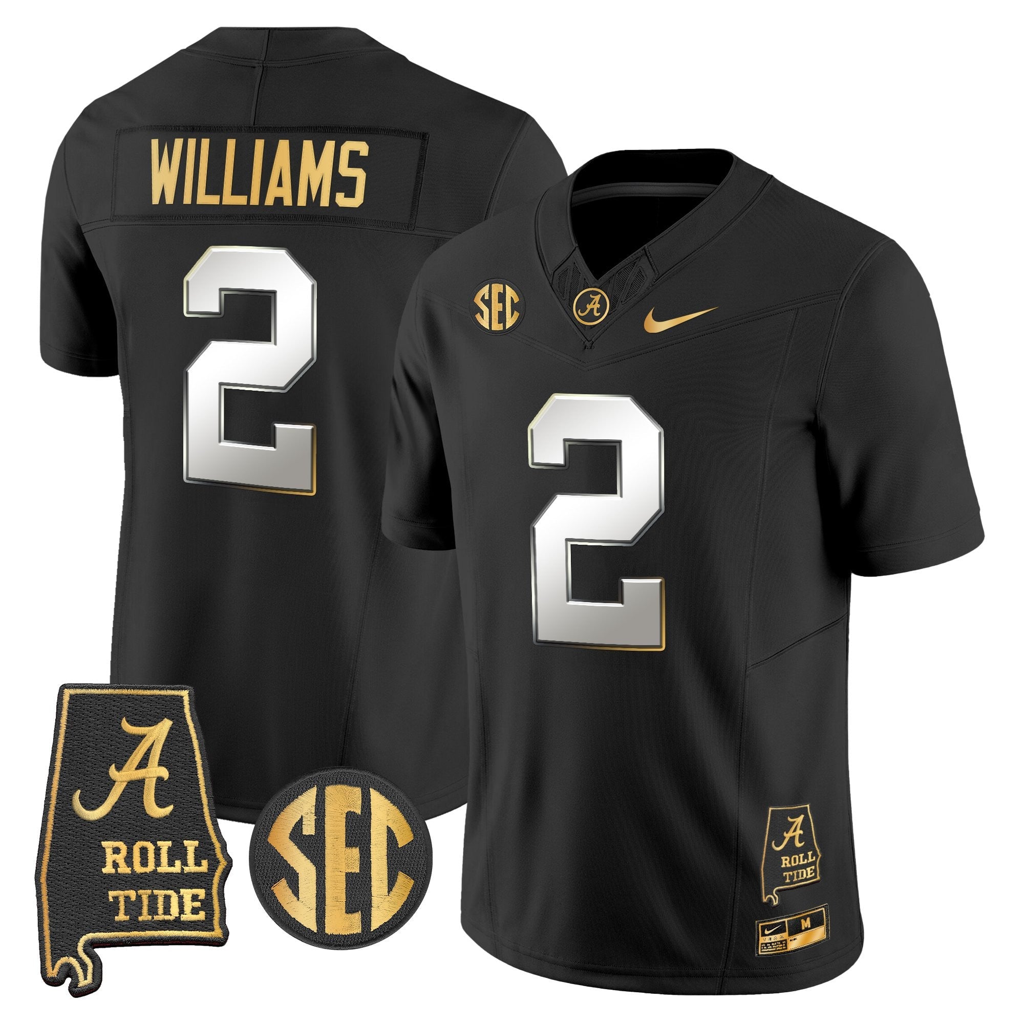 BAMA 2025 Gold Vapor Limited Jersey - Alabama Map - All Stitched