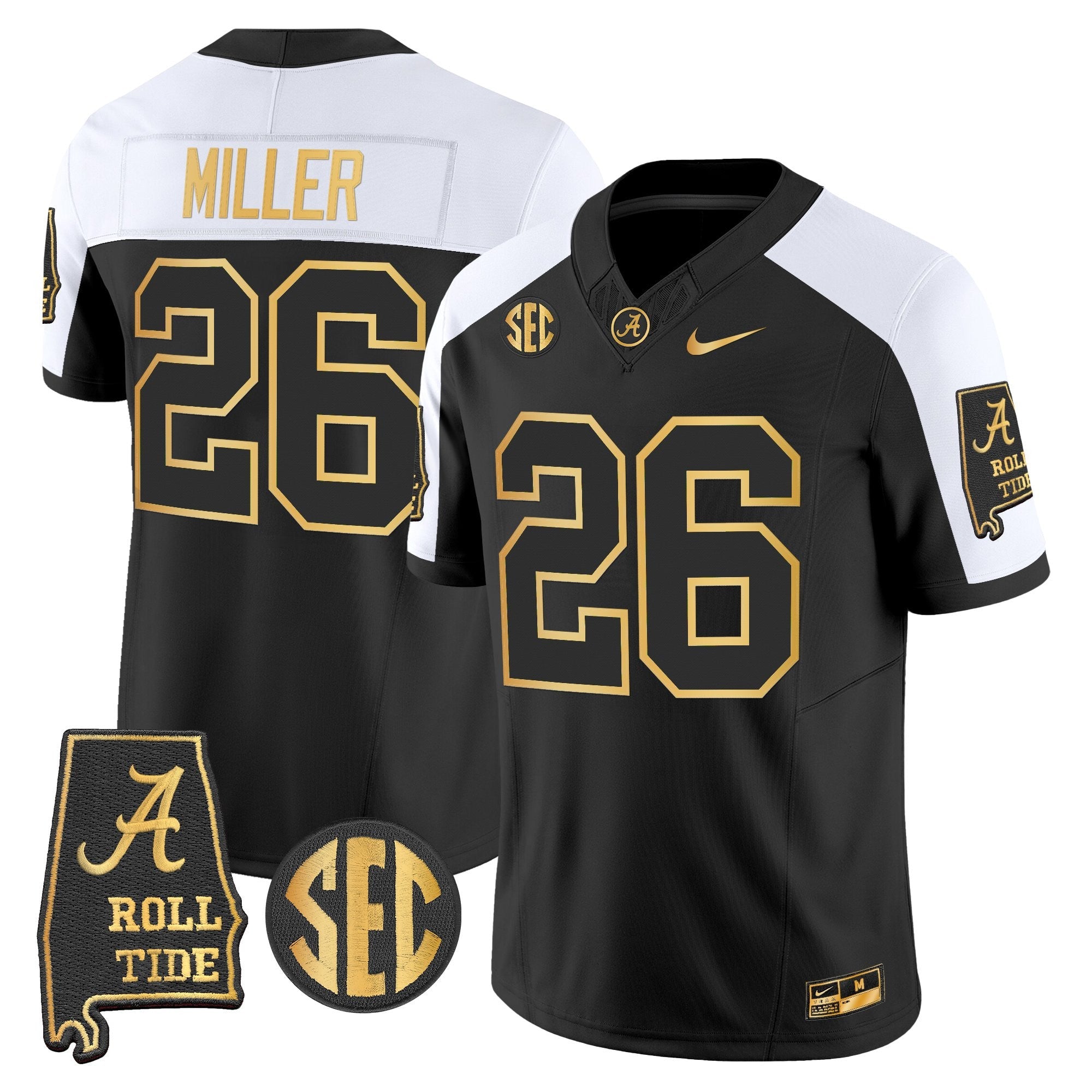BAMA 2025 Gold Vapor Limited Jersey - Alabama Map - All Stitched