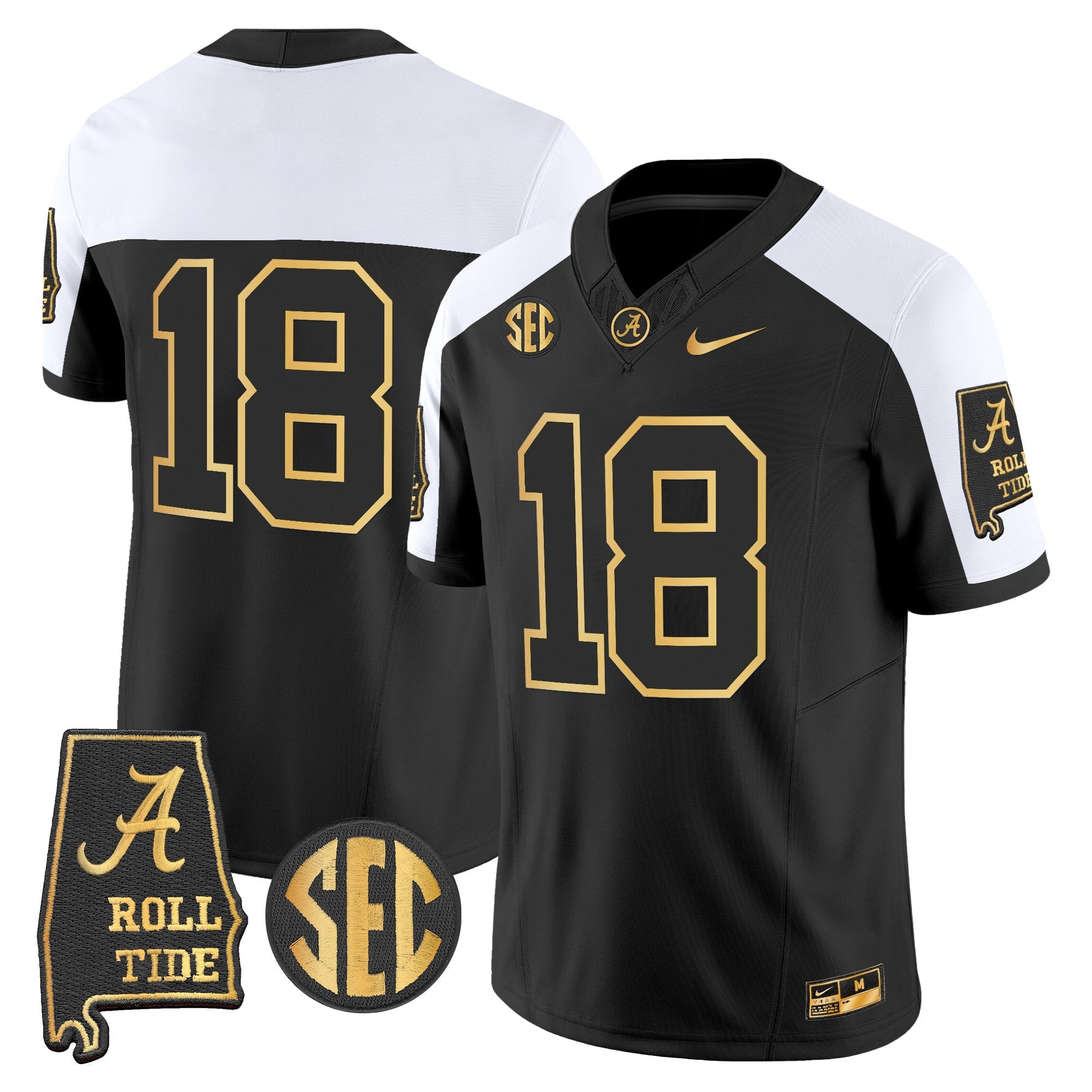 BAMA 2025 Gold Vapor Limited Jersey - Alabama Map - All Stitched