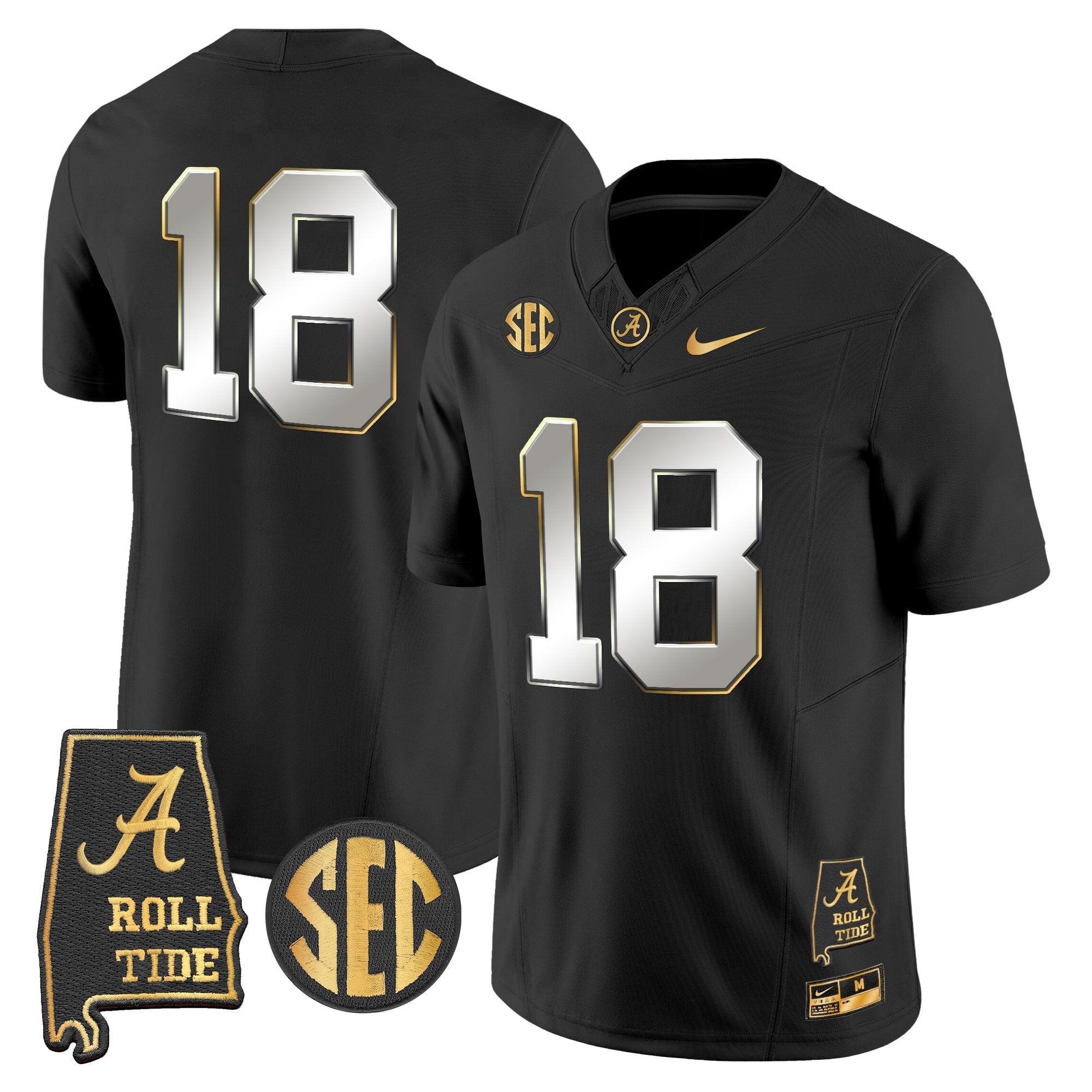 BAMA 2025 Gold Vapor Limited Jersey - Alabama Map - All Stitched