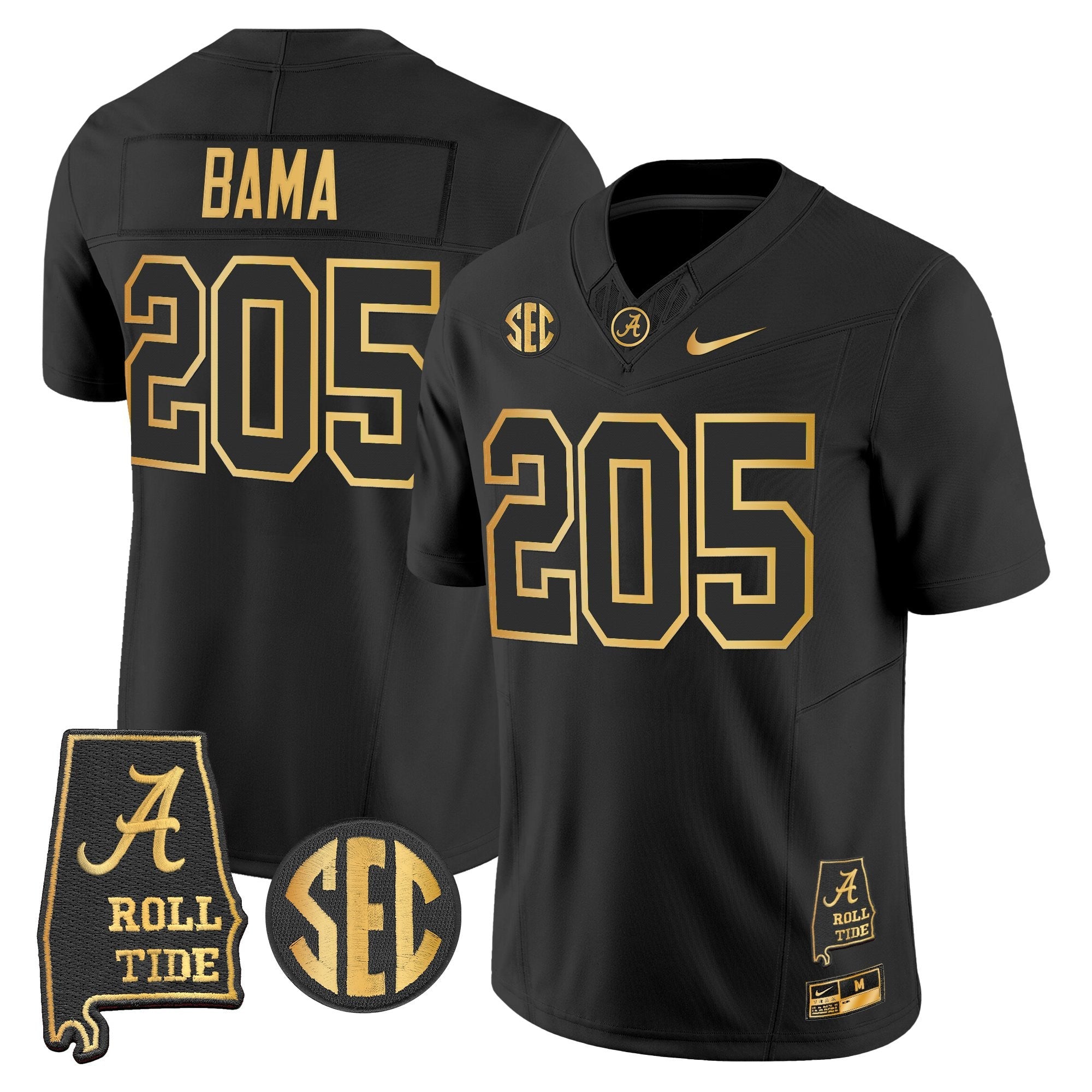 BAMA 2025 Gold Vapor Limited Jersey - Alabama Map - All Stitched