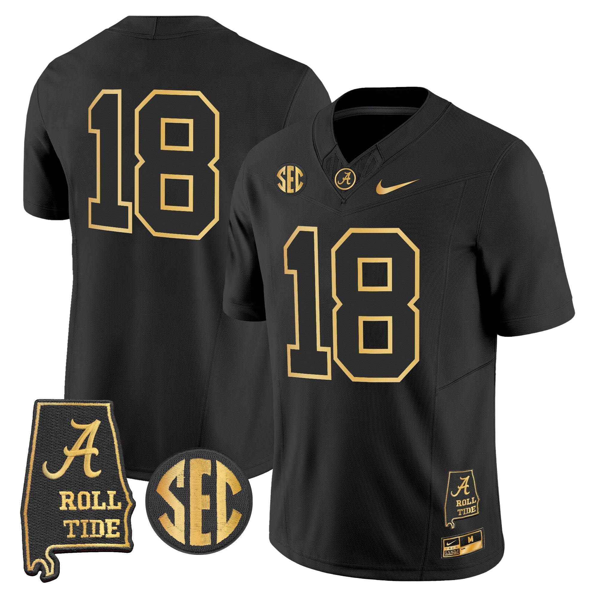 BAMA 2025 Gold Vapor Limited Jersey - Alabama Map - All Stitched