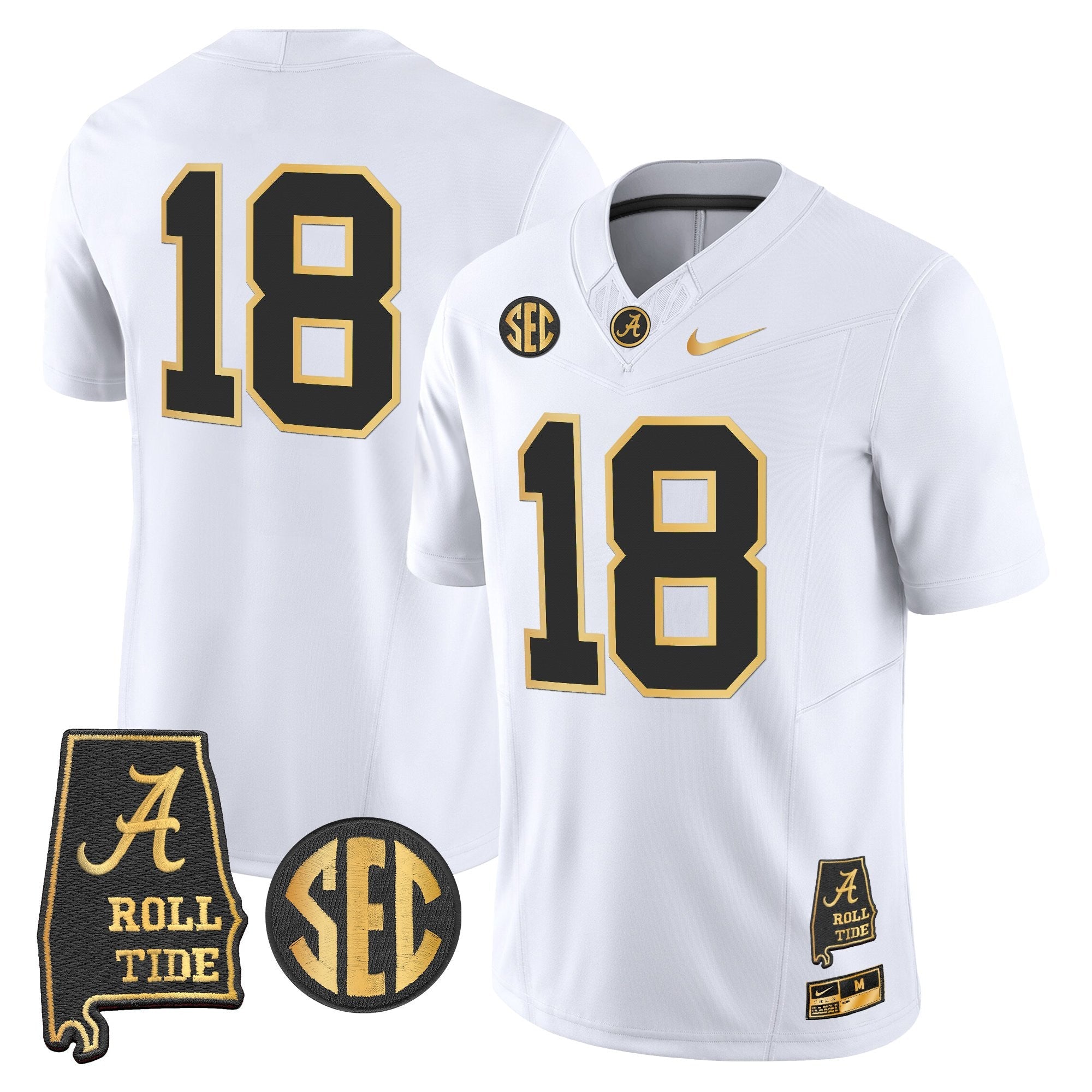 BAMA 2025 Gold Vapor Limited Jersey - Alabama Map - All Stitched