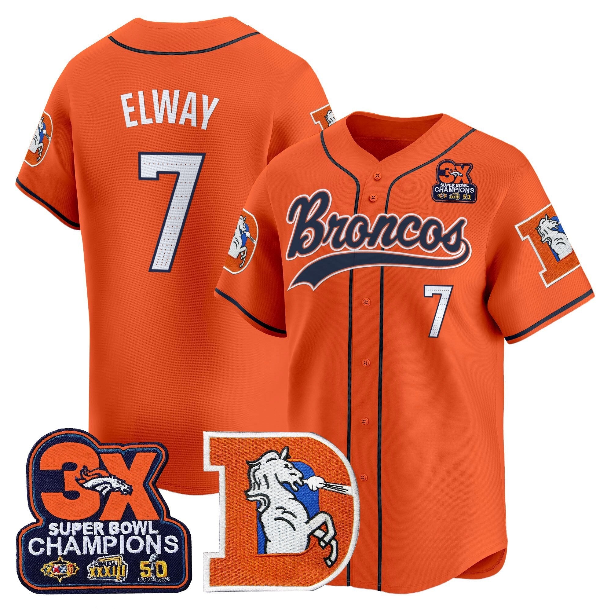 Broncos Throwback Vapor Baseball Jersey - All Stitched