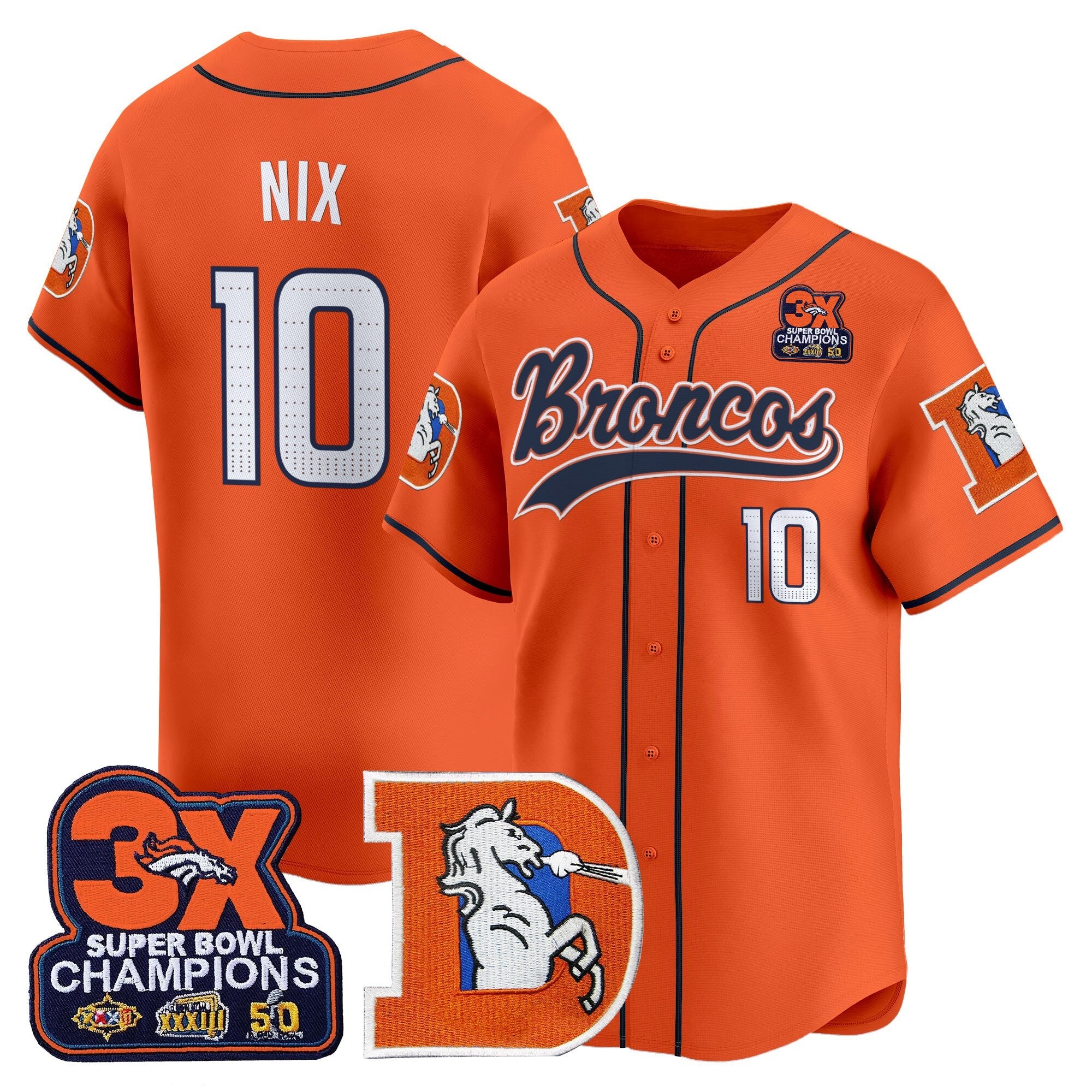 Broncos Throwback Vapor Baseball Jersey - All Stitched