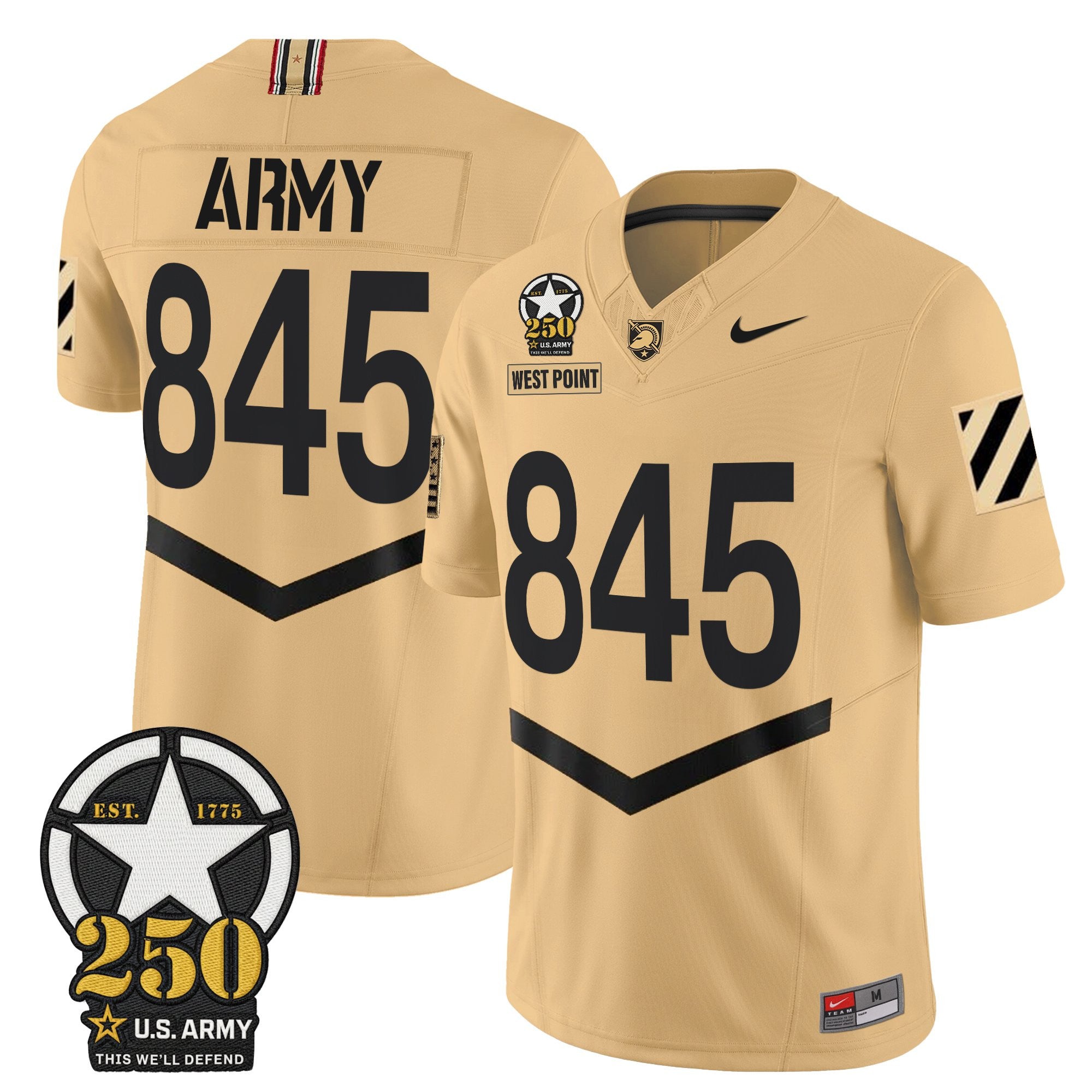 Army Black Knights 250th Anniversary Patch Vapor Limited Jersey - All Stitched