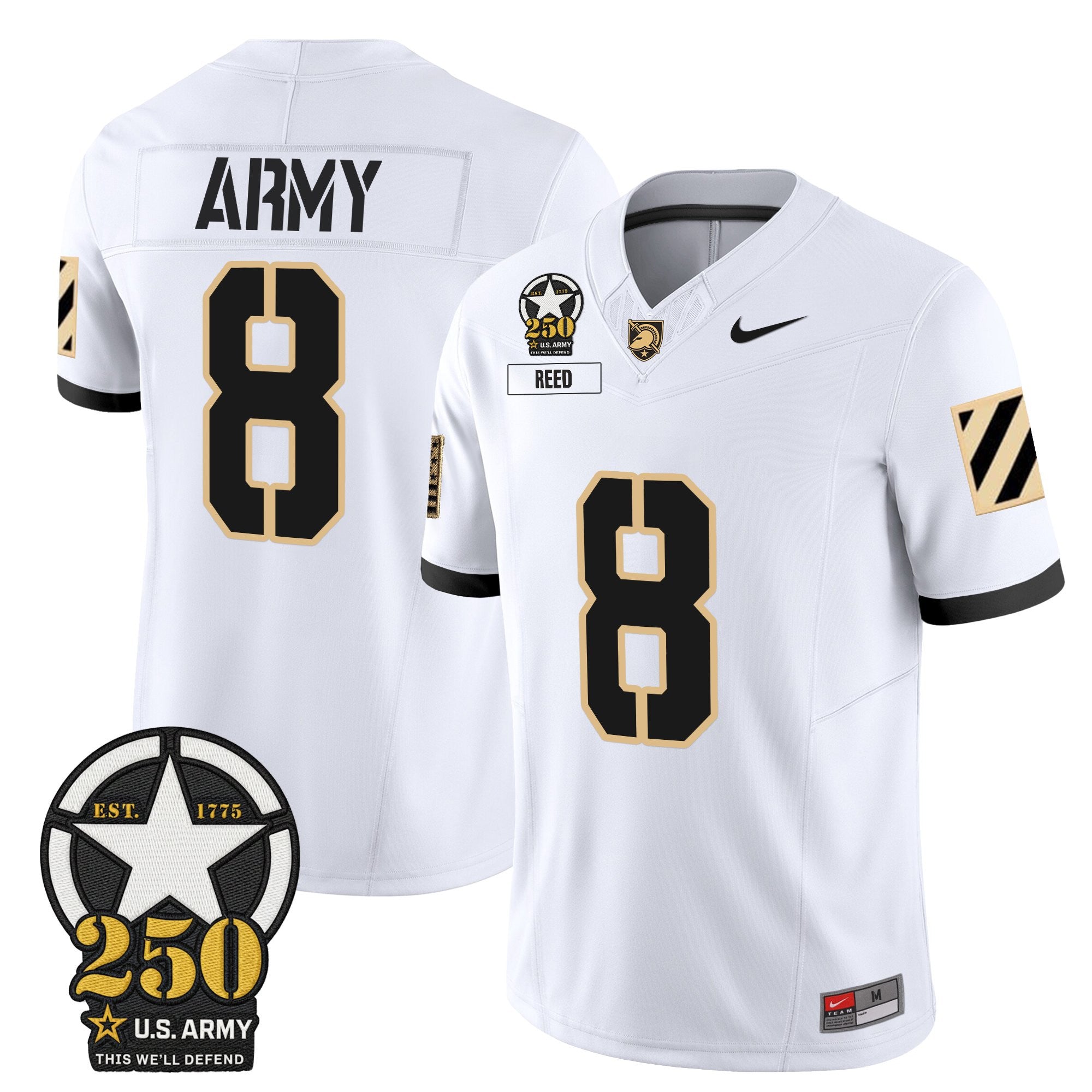 Army Black Knights 250th Anniversary Patch Vapor Limited Jersey - All Stitched