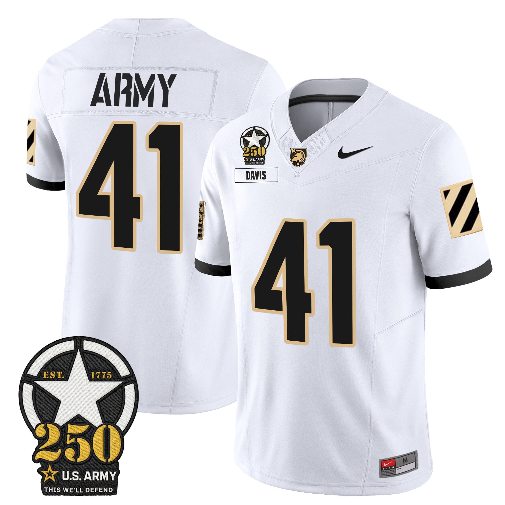 Army Black Knights 250th Anniversary Patch Vapor Limited Jersey - All Stitched