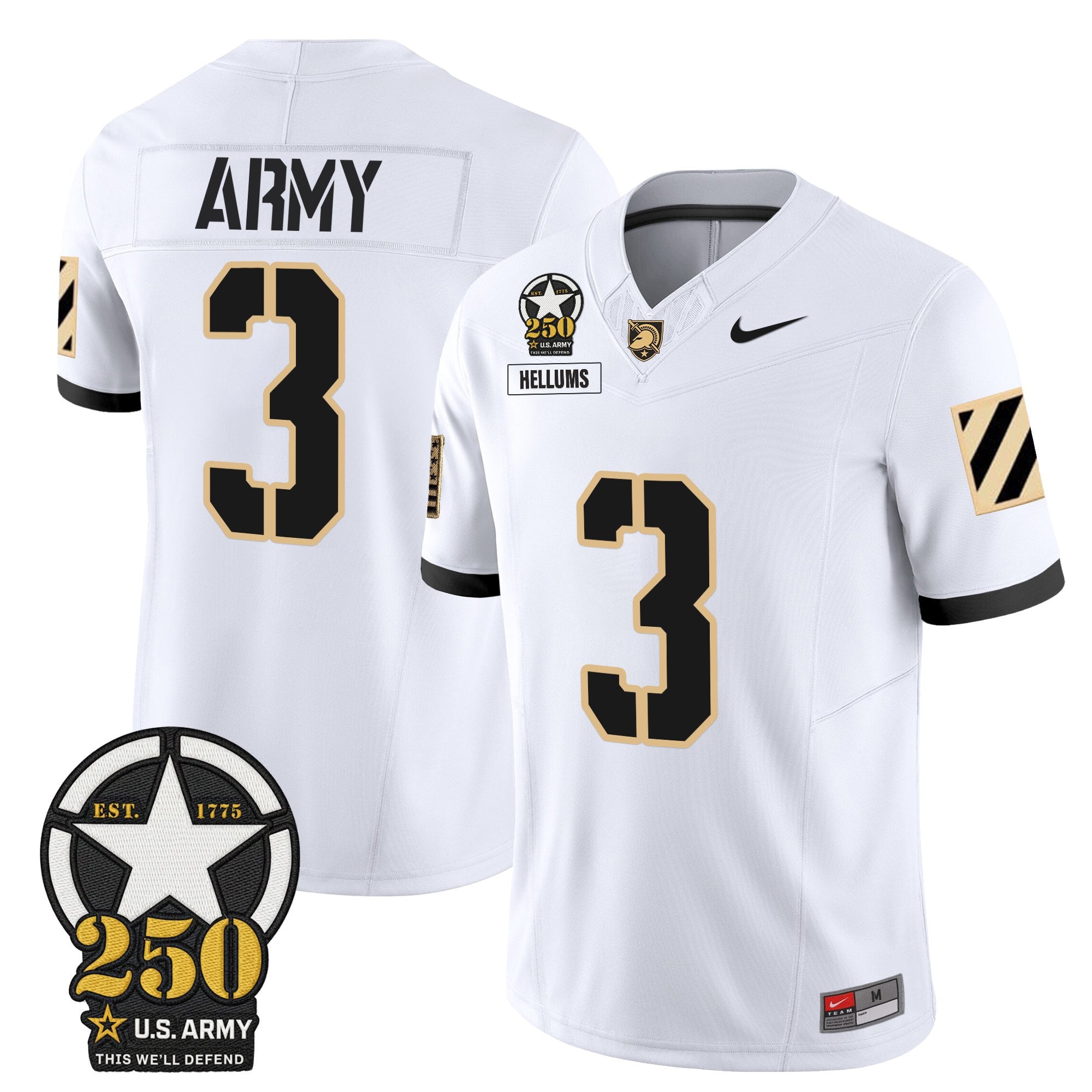 Army Black Knights 250th Anniversary Patch Vapor Limited Jersey - All Stitched