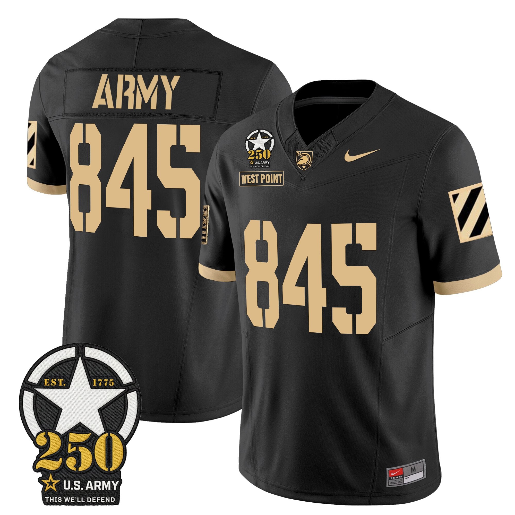 Army Black Knights 250th Anniversary Patch Vapor Limited Jersey - All Stitched