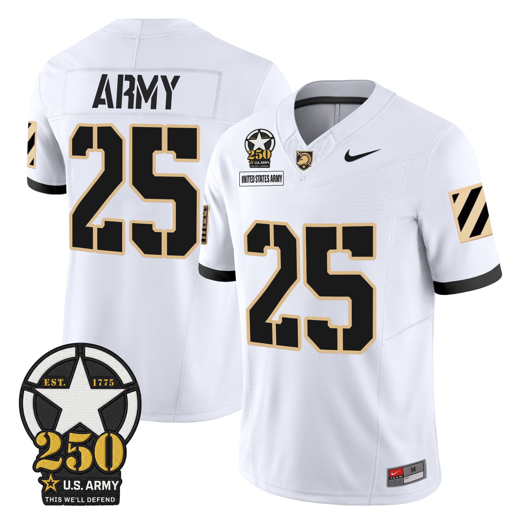 Army Black Knights 250th Anniversary Patch Vapor Limited Jersey - All Stitched