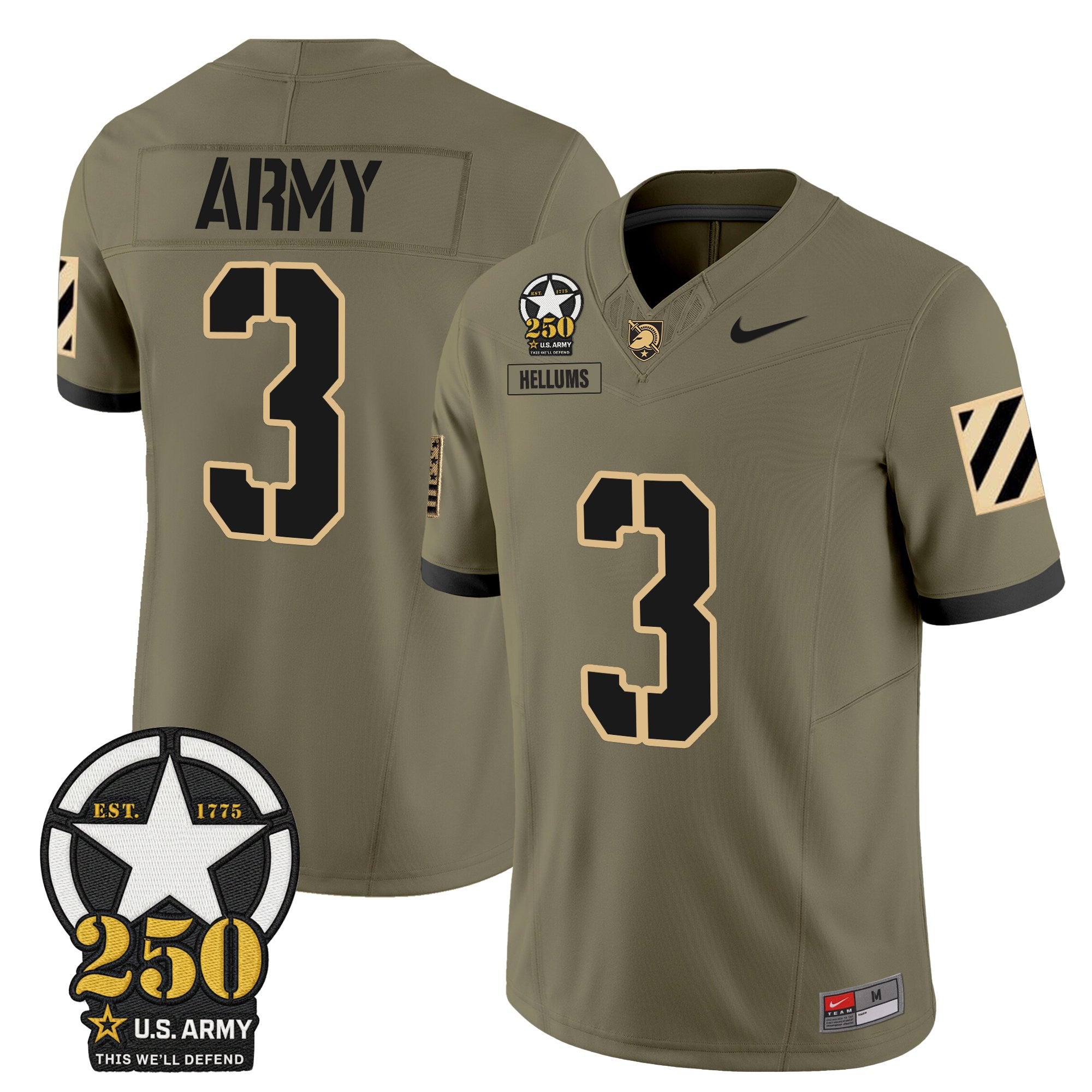 Army Black Knights 250th Anniversary Patch Vapor Limited Jersey - All Stitched